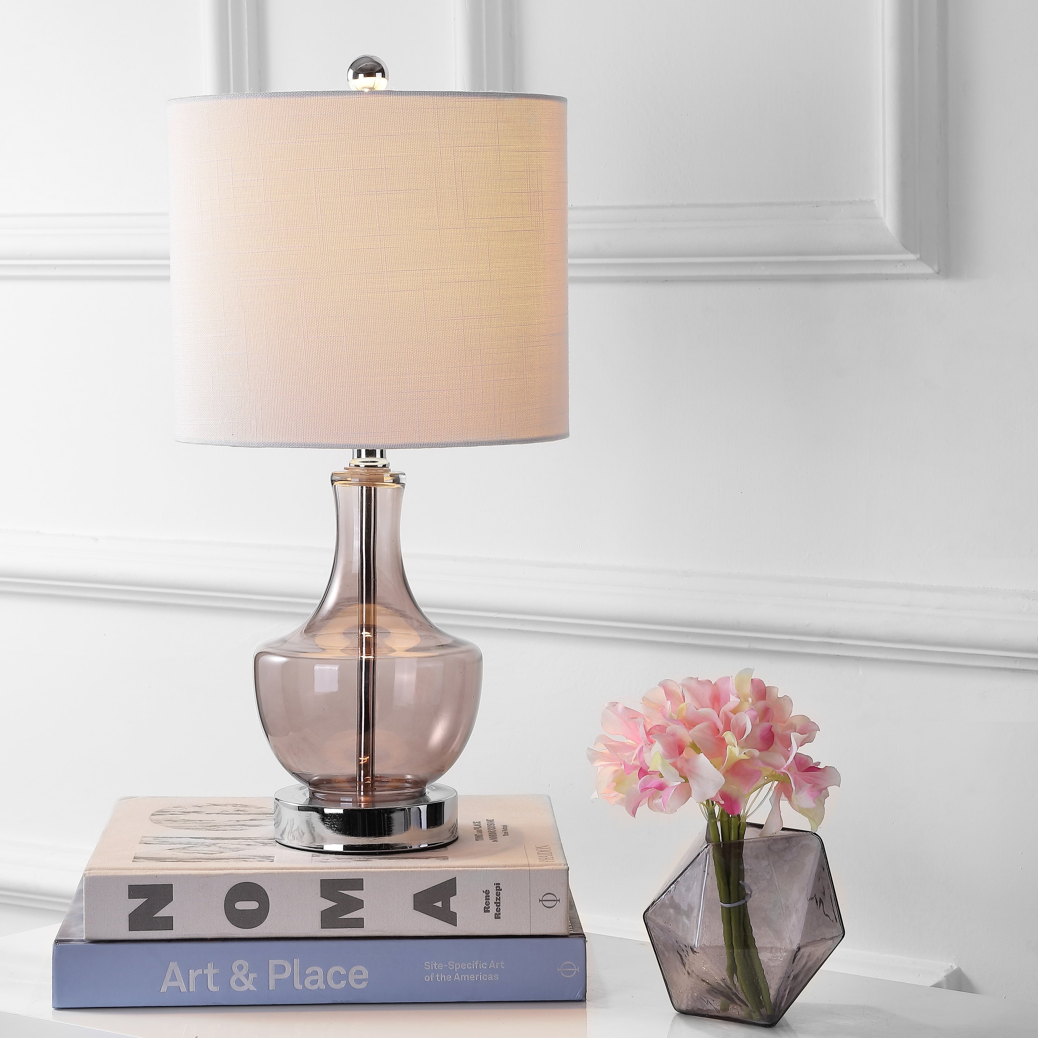 Colette 20 Mini Glass LED Table Lamp, Silver by JONATHAN Y