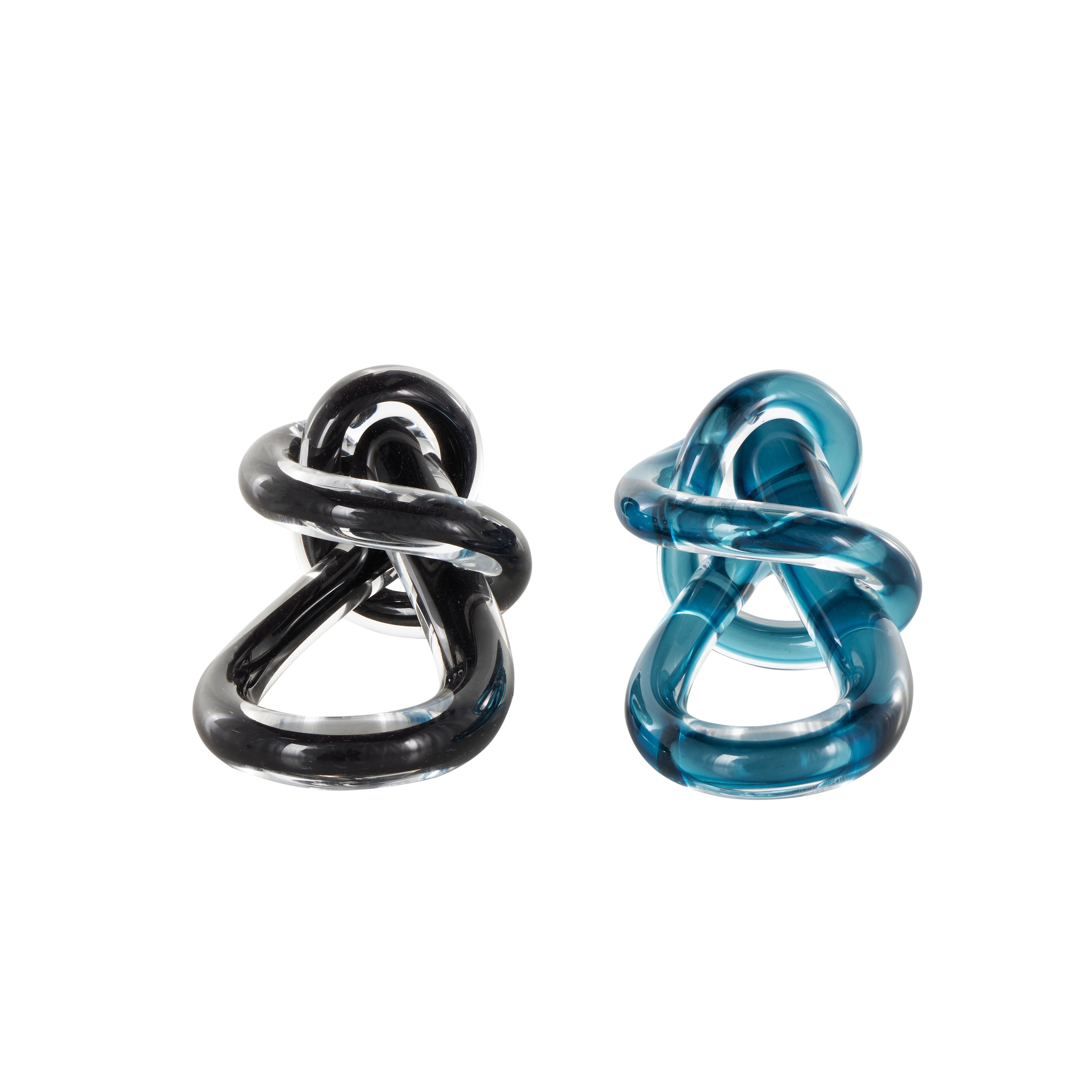 Black or Blue Glass Handmade Knot Sculpture (Set of 2)