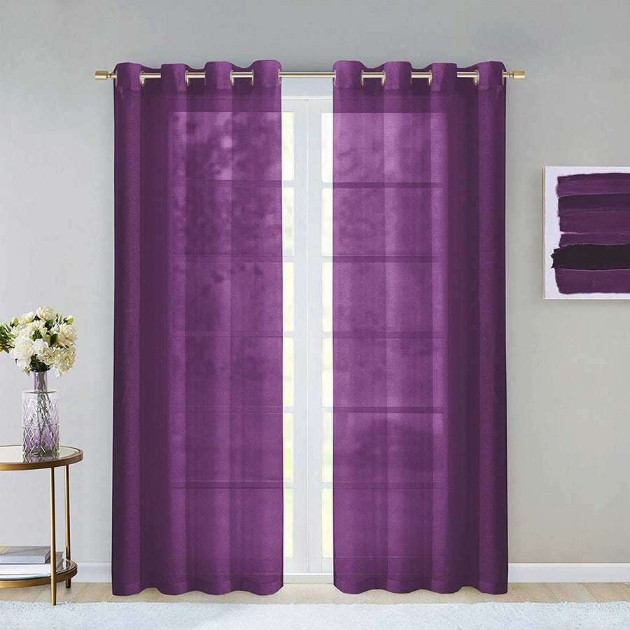 Dainty Home Malibu Extra Wide Curtains Solid Sheer Window Curtain Panel Pair