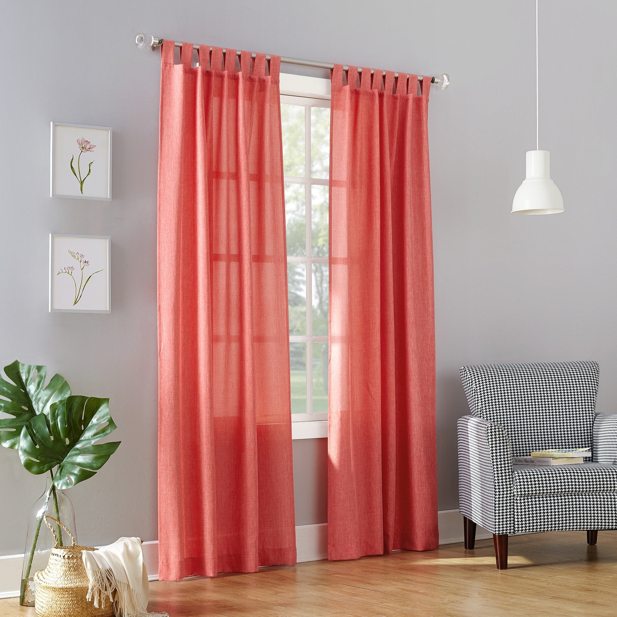 No. 918 Jacob Heathered Texture Semi-Sheer Tab Top Curtain Panel, Single Panel