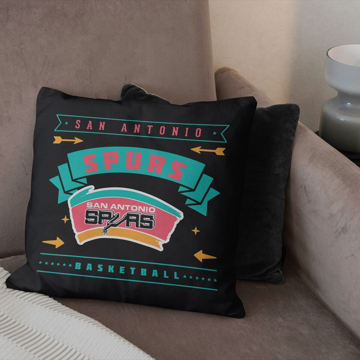 NBA Hardwood Classic Spurs Printed Throw Pillow - Black