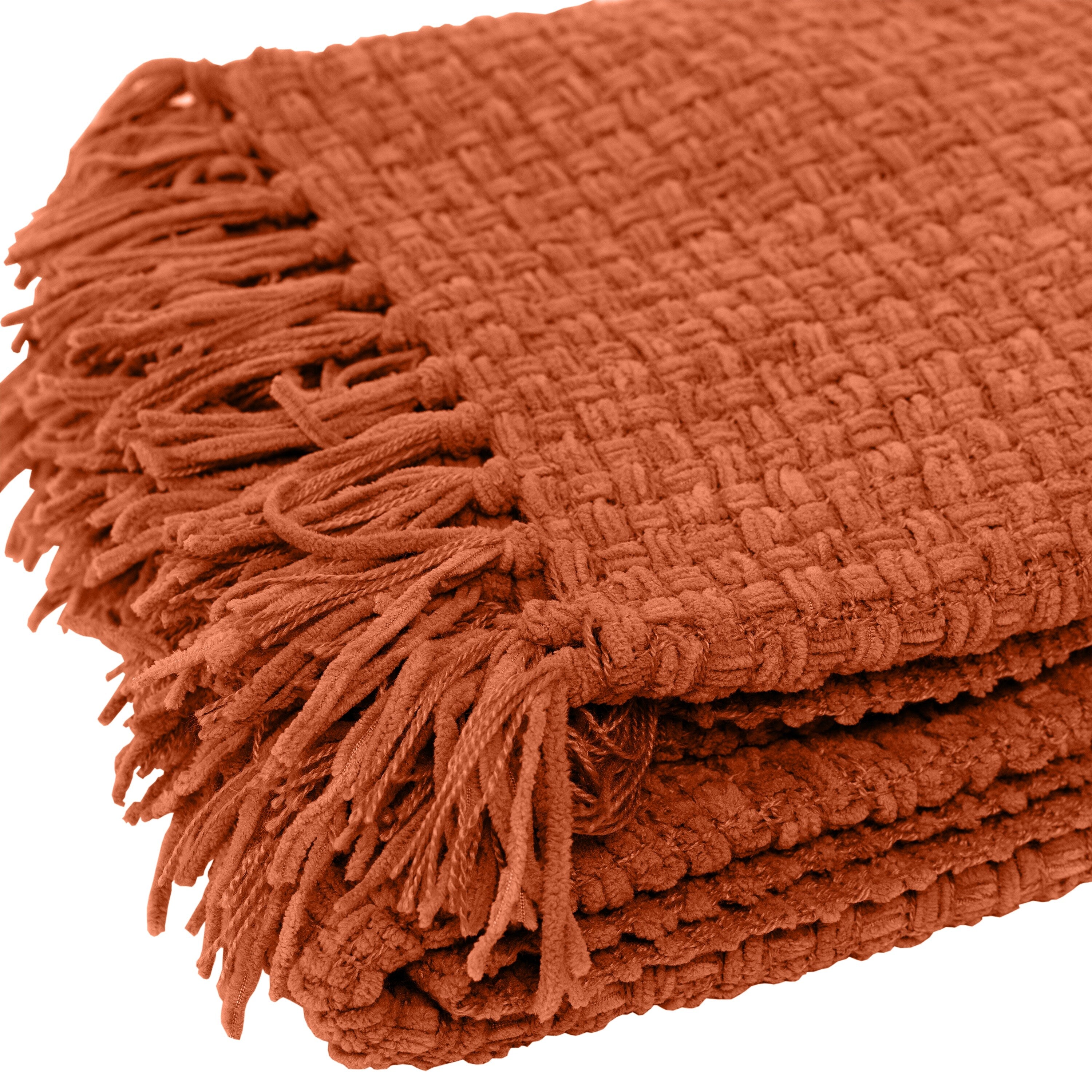 Fabstyles Chenille Basket Weave Polyester Throw Blanket