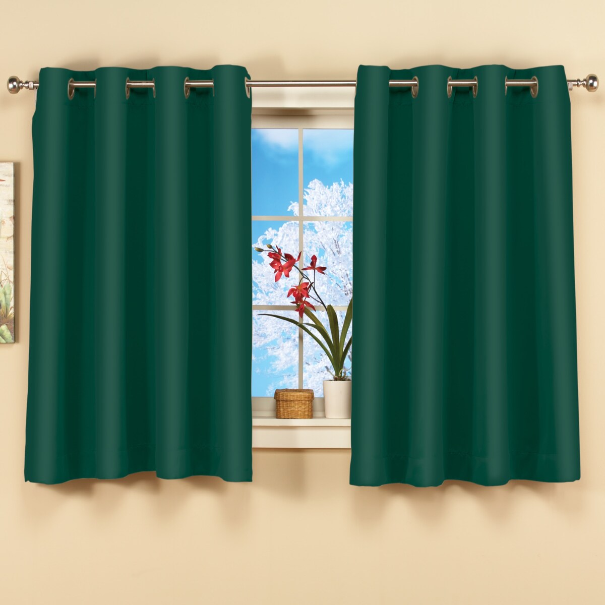 Short Blackout Window Curtain Panel with Easy Open-Close