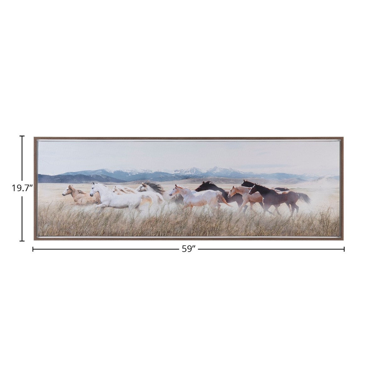 Stampede Canvas Wall Art with Brown Frame - Natural