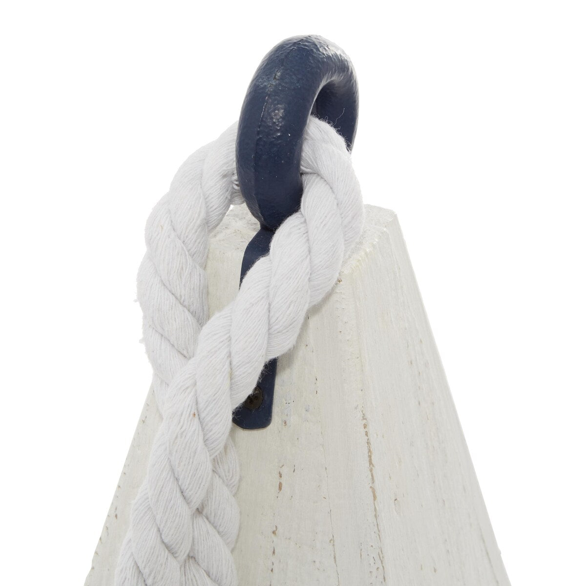 Wood Buoy Handmade Decorative Sculpture with Rope Accents - Set of 3 White - Roche River Decor