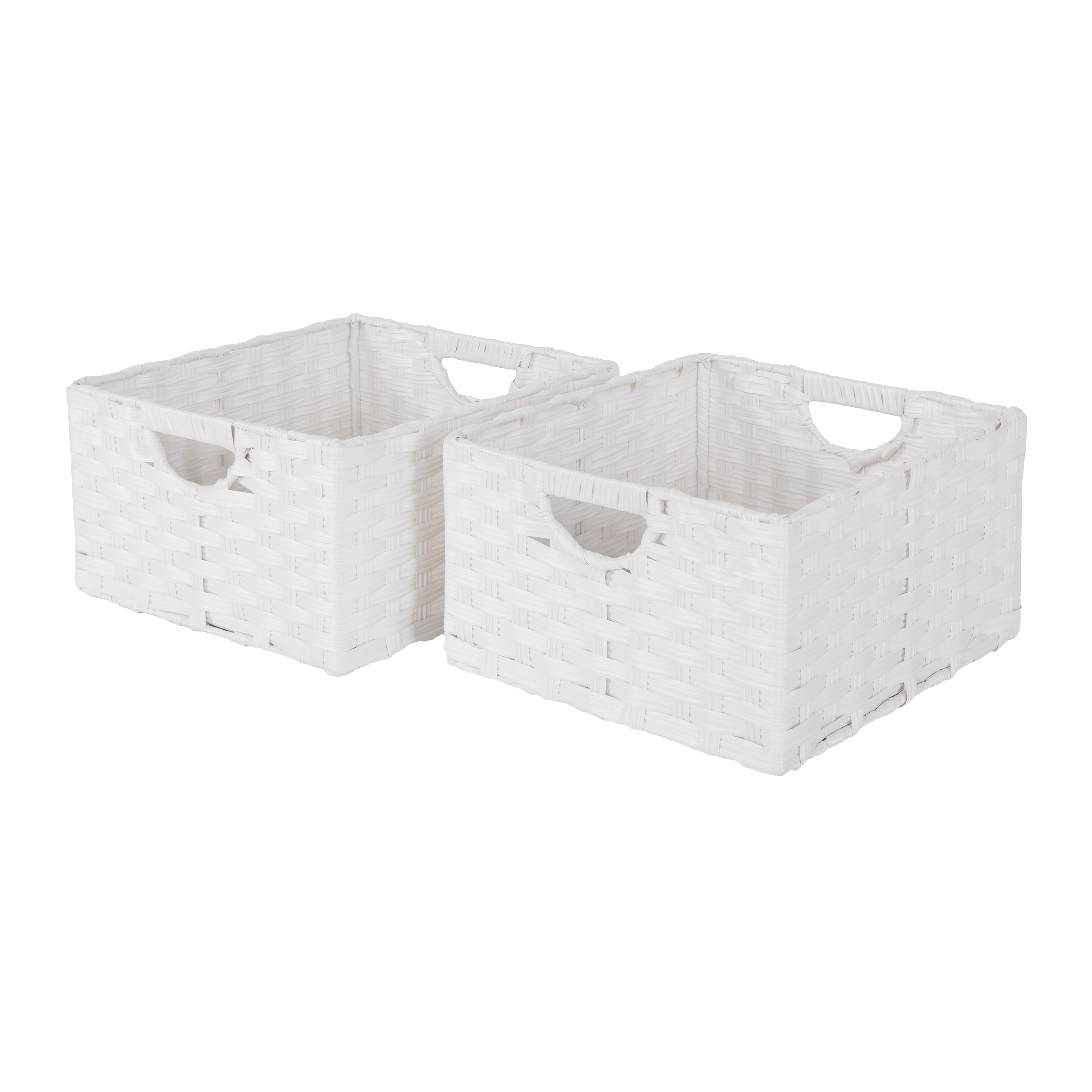 Seville Classics Foldable Handwoven Cube Storage Basket (2-Pack)