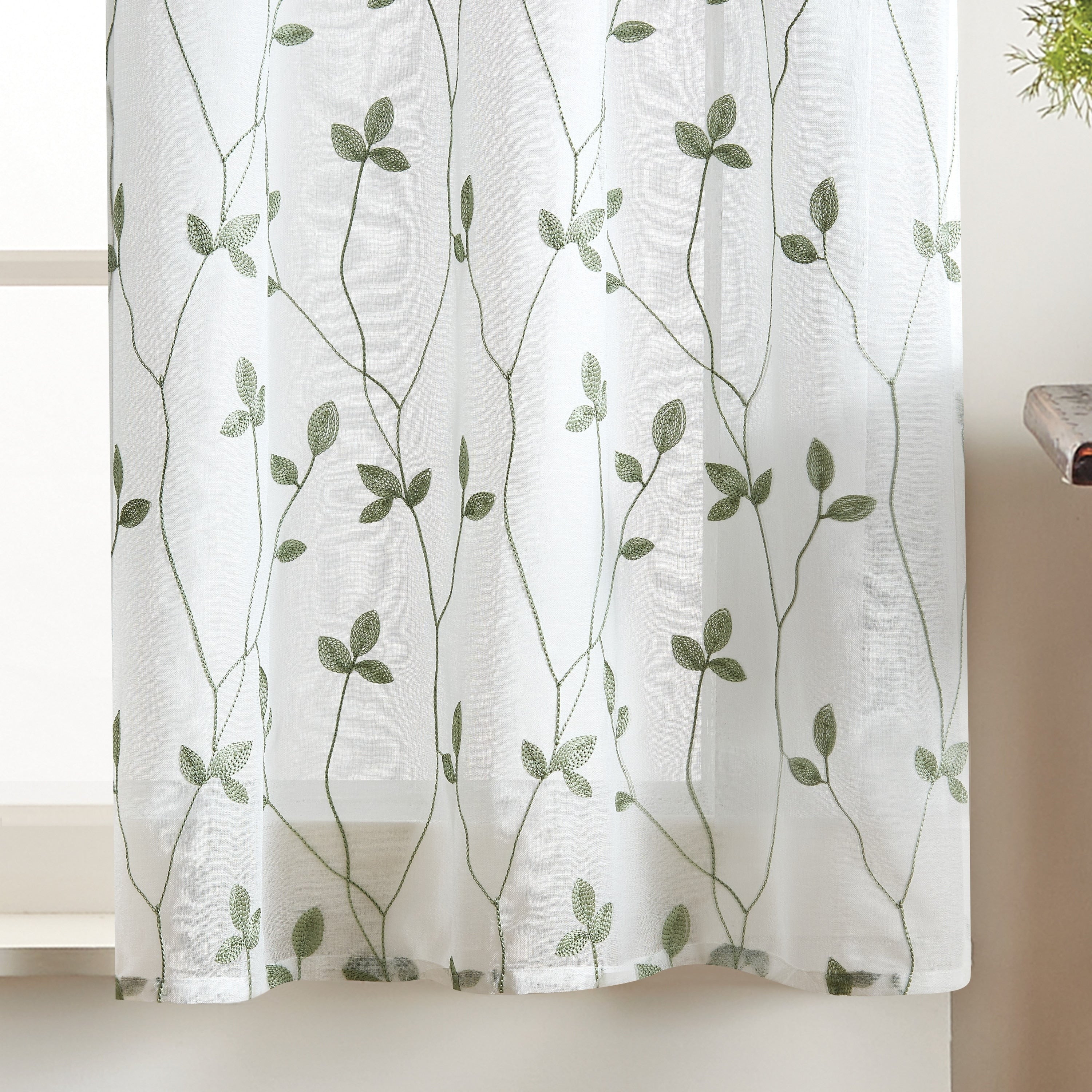 Curtainworks Botanical Embroidery Valance and Tier Pair Curtain Collection