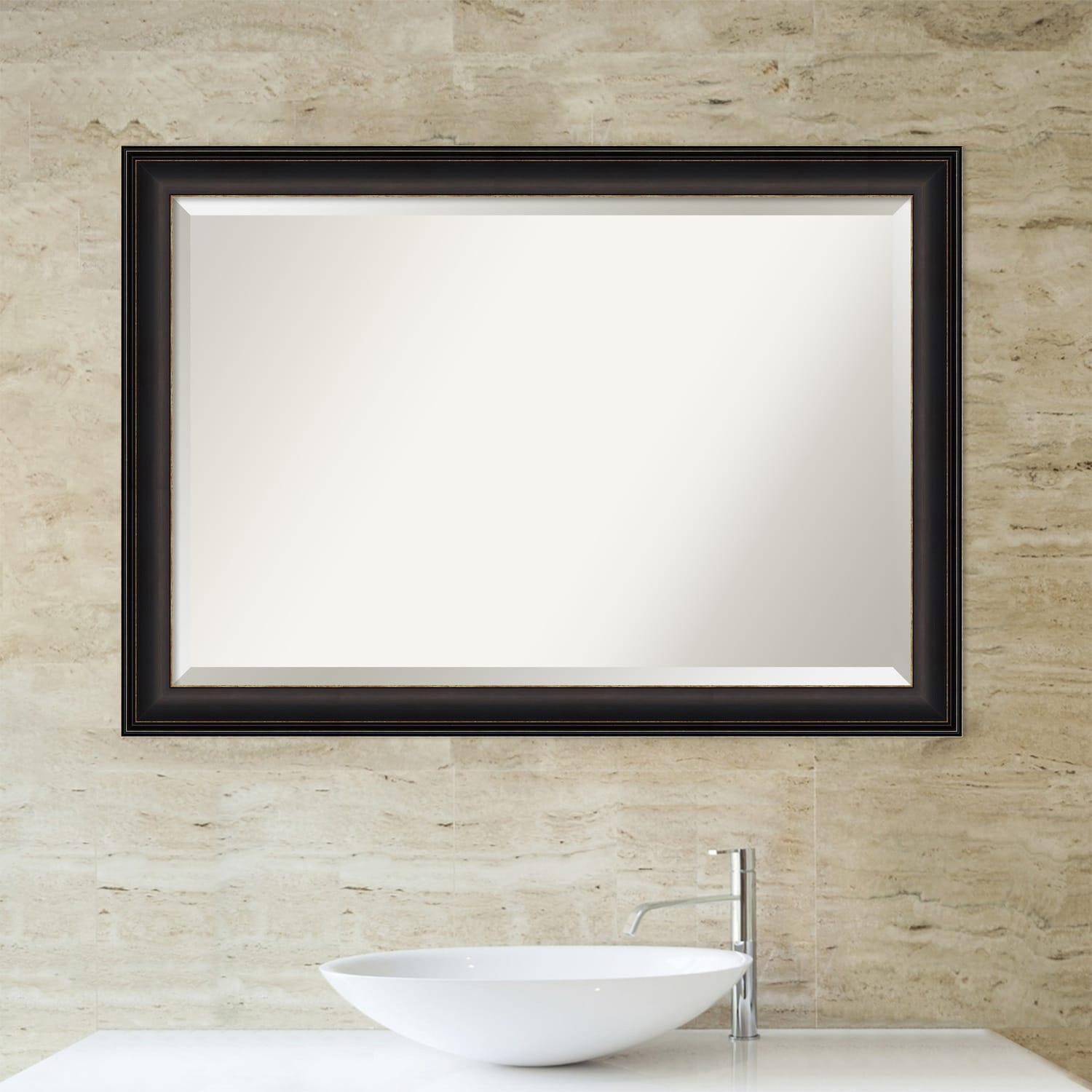 Beveled Bathroom Wall Mirror - Trio Oil Rubbed Bronze Frame - Trio Oil Rubbed Bronze