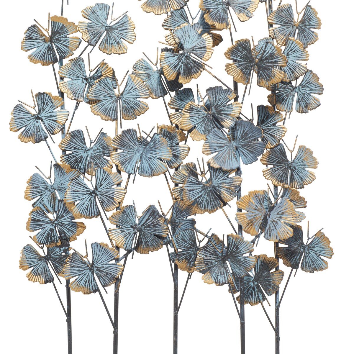 Metal Leaf Decorative Sculpture with Gold Accents - Teal - Roche River Decor