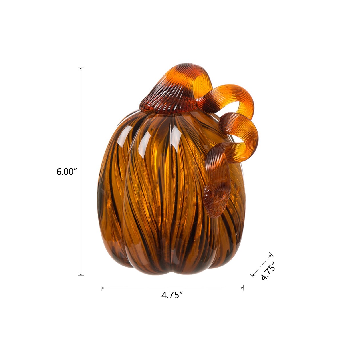 Glitzhome Fall Harvest Multi Striped Handblown Glass Pumpkins for Thanksgiving Decor