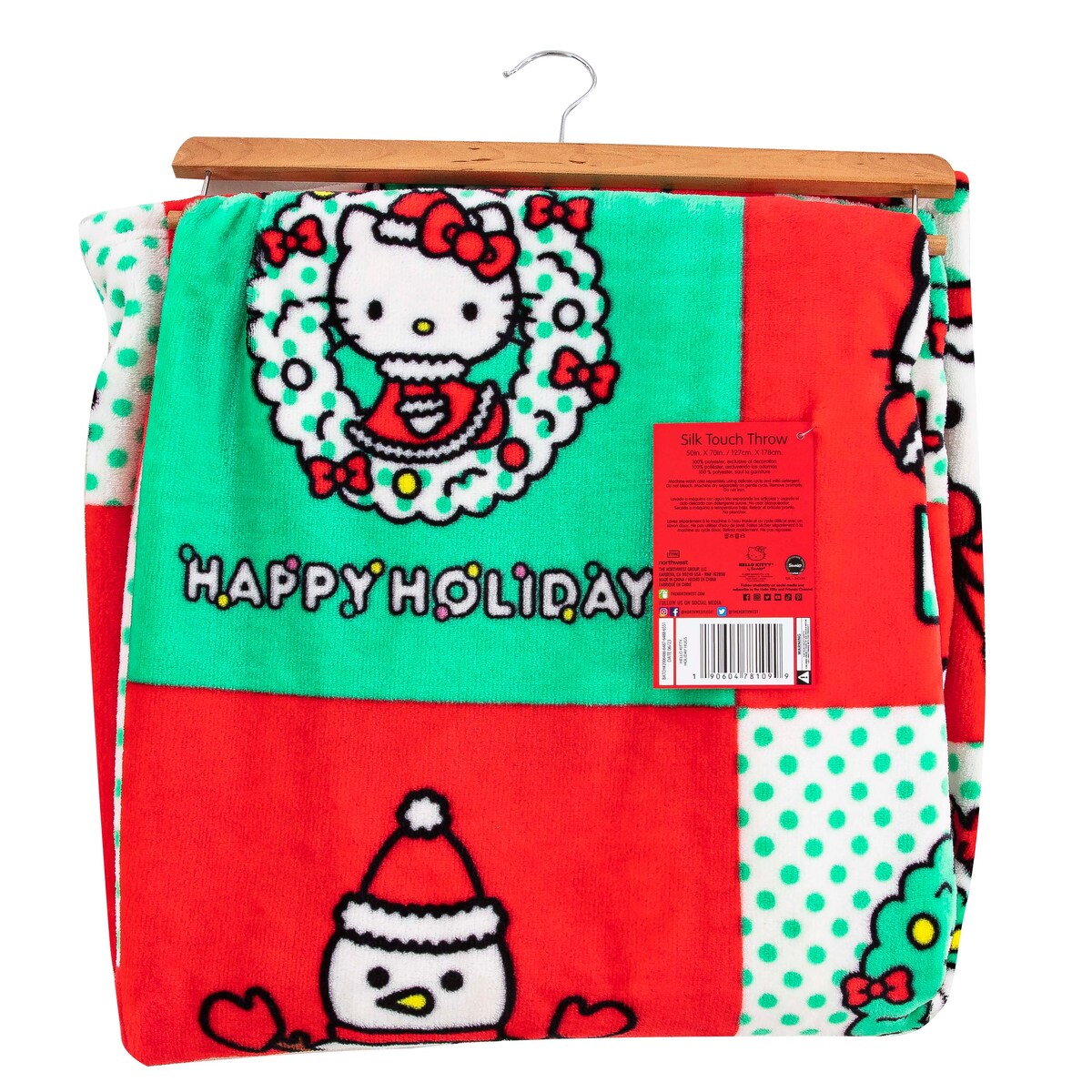 Sanrio Hello Kitty Holiday Hugs Silk Touch Throw Blanket