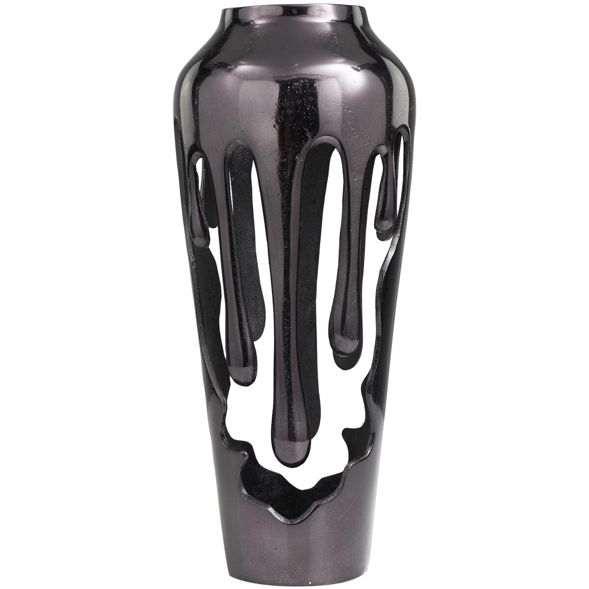 Aluminum Metal Drip Decorative Vase with Melting Designed Body - Silver, Gold or Black - Roche River Decor