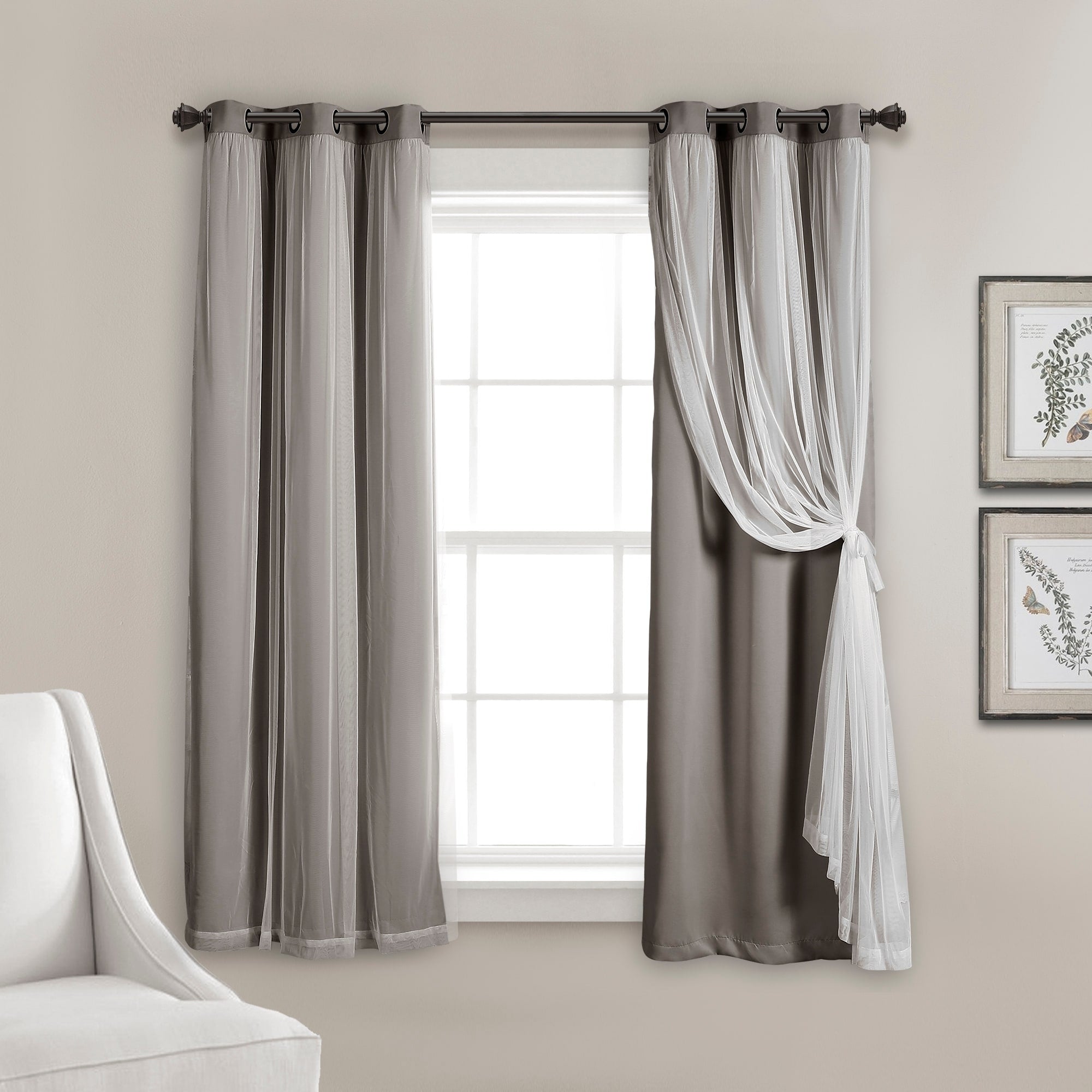 Lush Decor Grommet Sheer Panel Pair with Insulated Blackout Lining