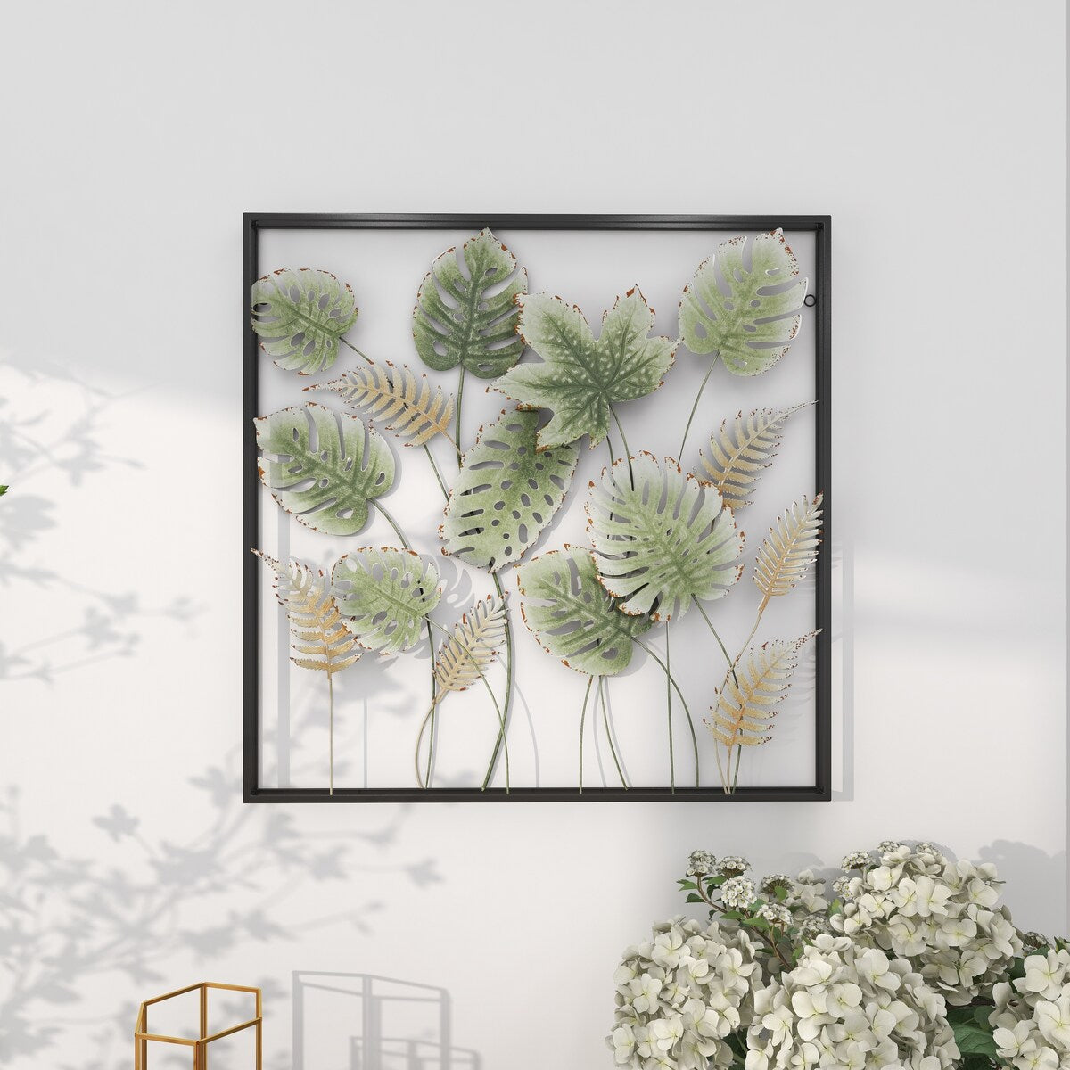 Metal Leaf Tall Cut-Out Home Wall Decor with Intricate Laser Cut Designs - Green - Roche River Decor