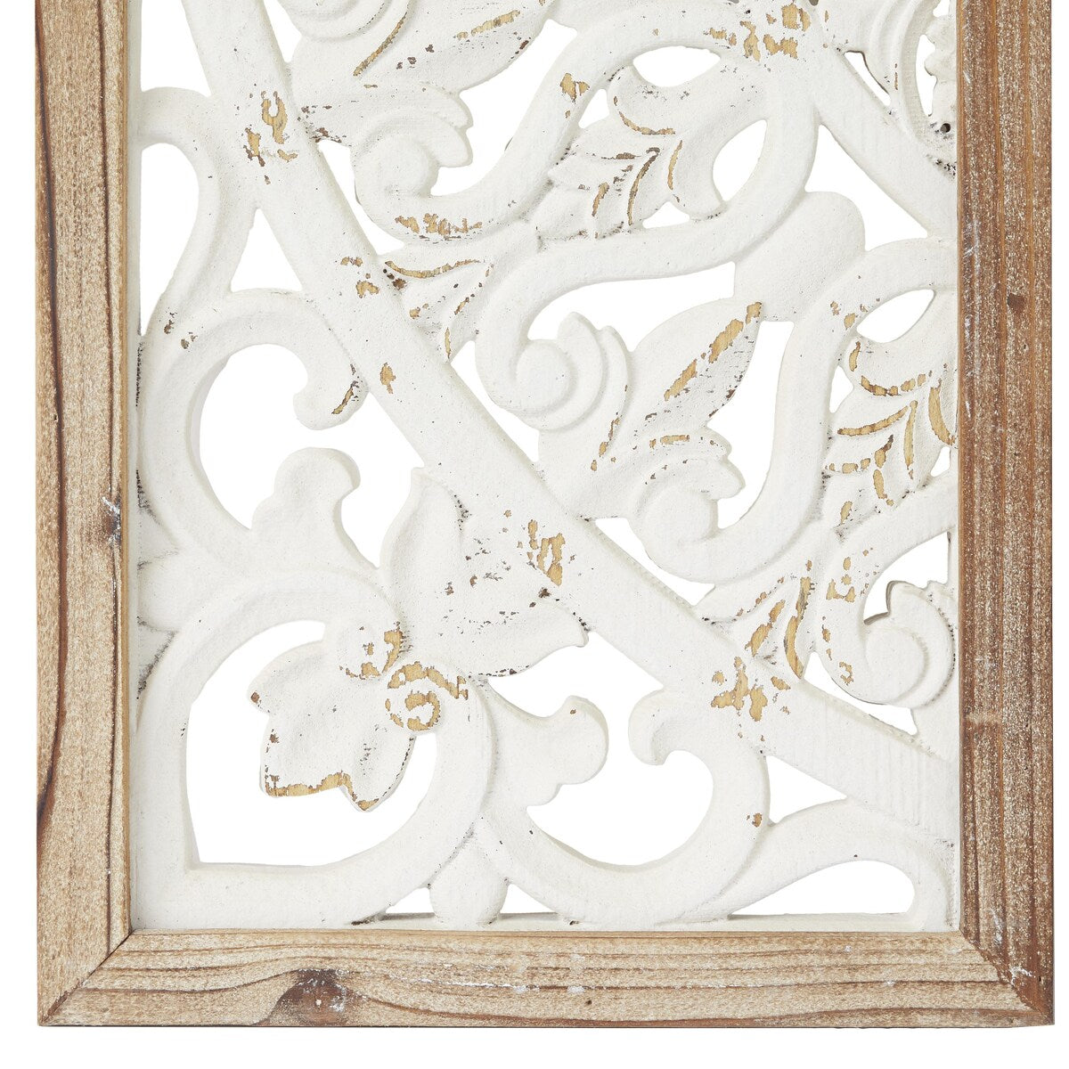 Wood Floral Intricately Carved Home Wall Decor with Mandala Design - Set of 3 White - Roche River Decor