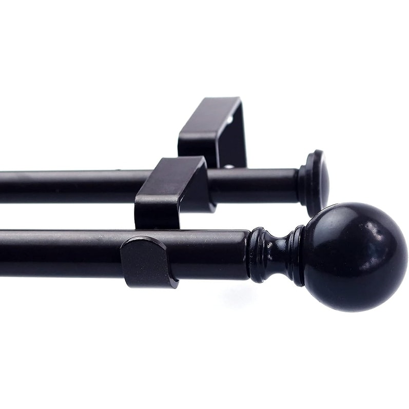 Round Ball Designer Double Drapery Adjustable Curtain Rod & Hardware