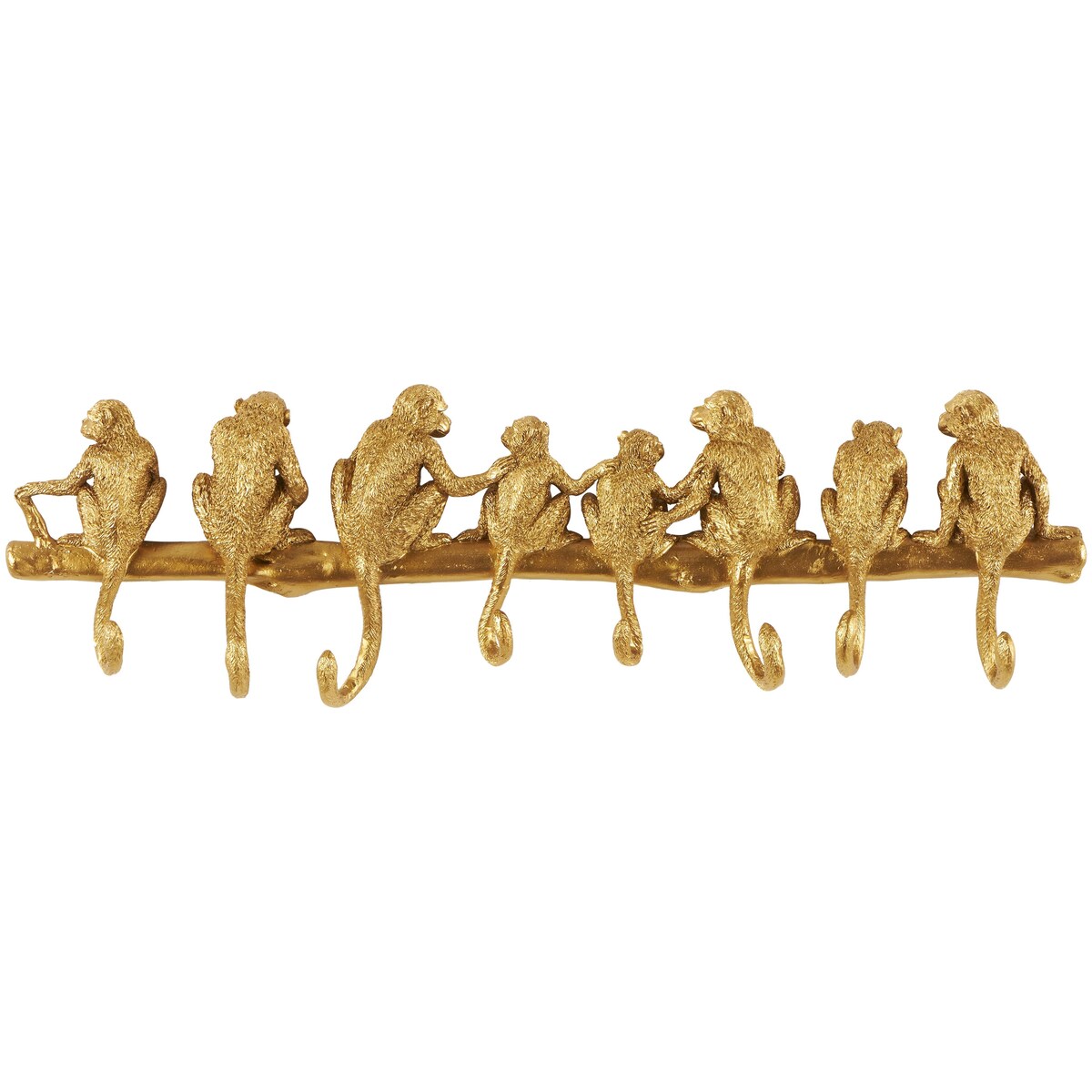 Polystone Monkey Textured 8 Hanger Wall Hook - Gold - Roche River Decor