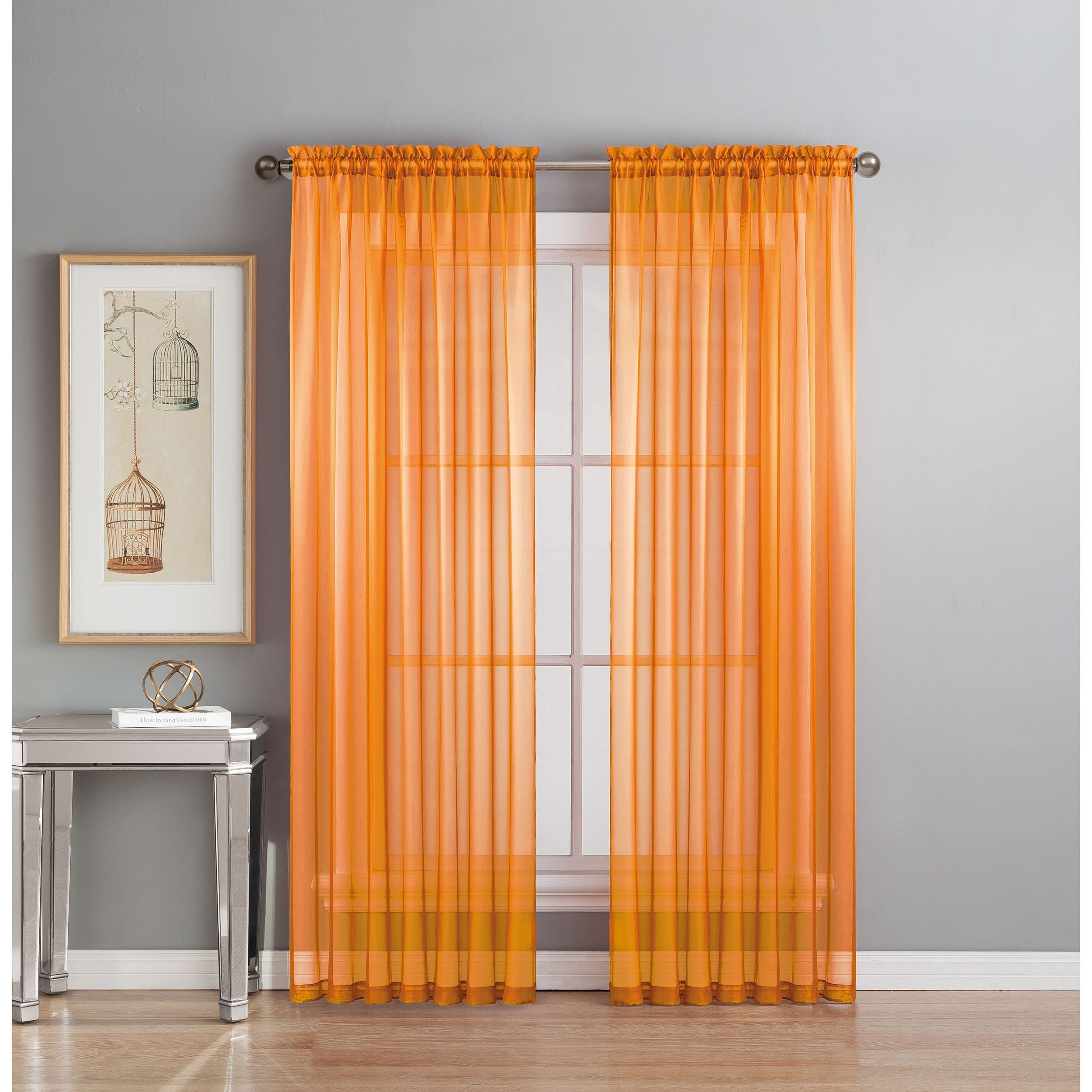 Window Elements Diamond Sheer Voile Extra Wide, 56 Inch Wide. Rod Pocket Curtain Panel