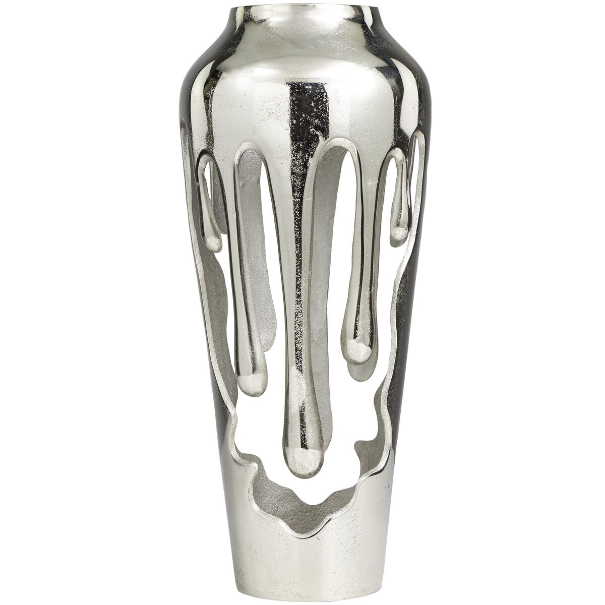 Aluminum Metal Drip Decorative Vase with Melting Designed Body - Silver, Gold or Black - Roche River Decor