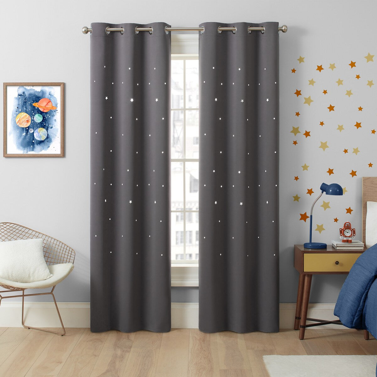 Eclipse Shooting Star Kids Room Darkening Curtain Panel Pair