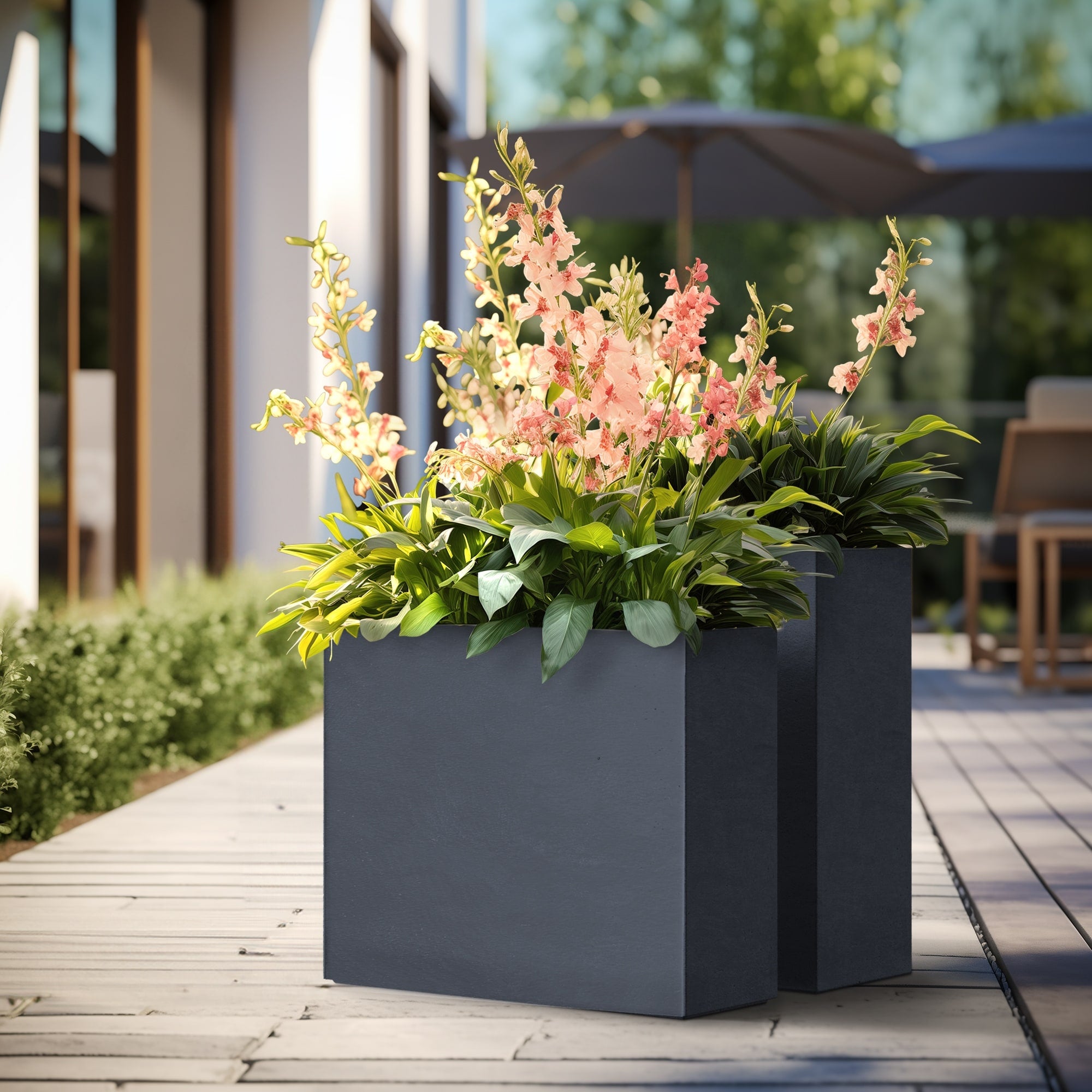 Tall Concrete Rectangle Plant Boxes / Large Indoor and Outdoor Flower Planters