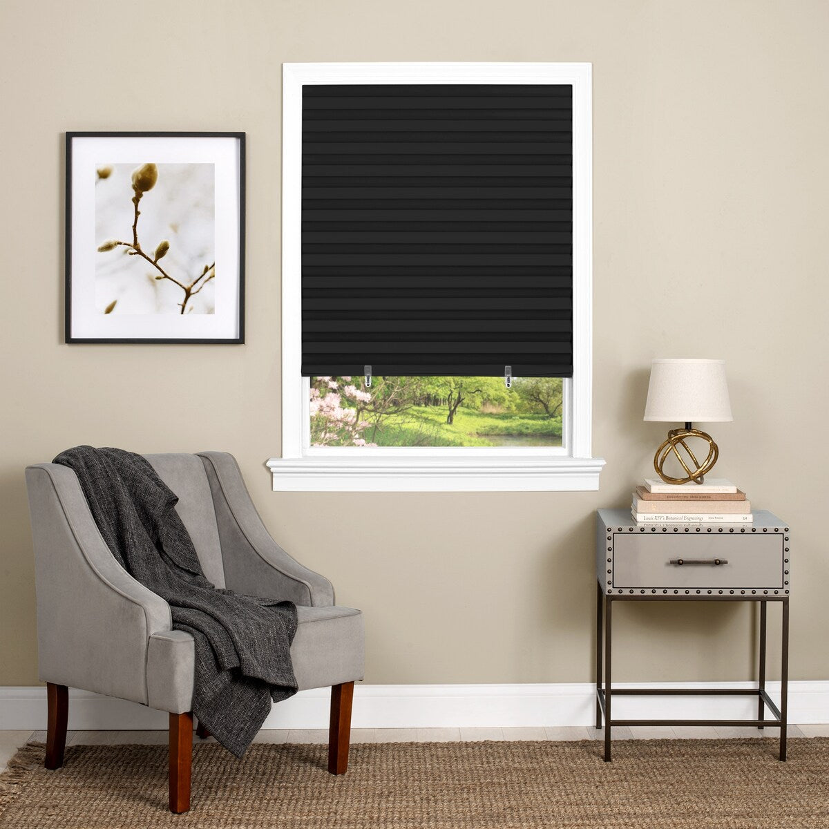 Cordless 1-2-3 Vinyl Room Darkening Pleated Window Shade