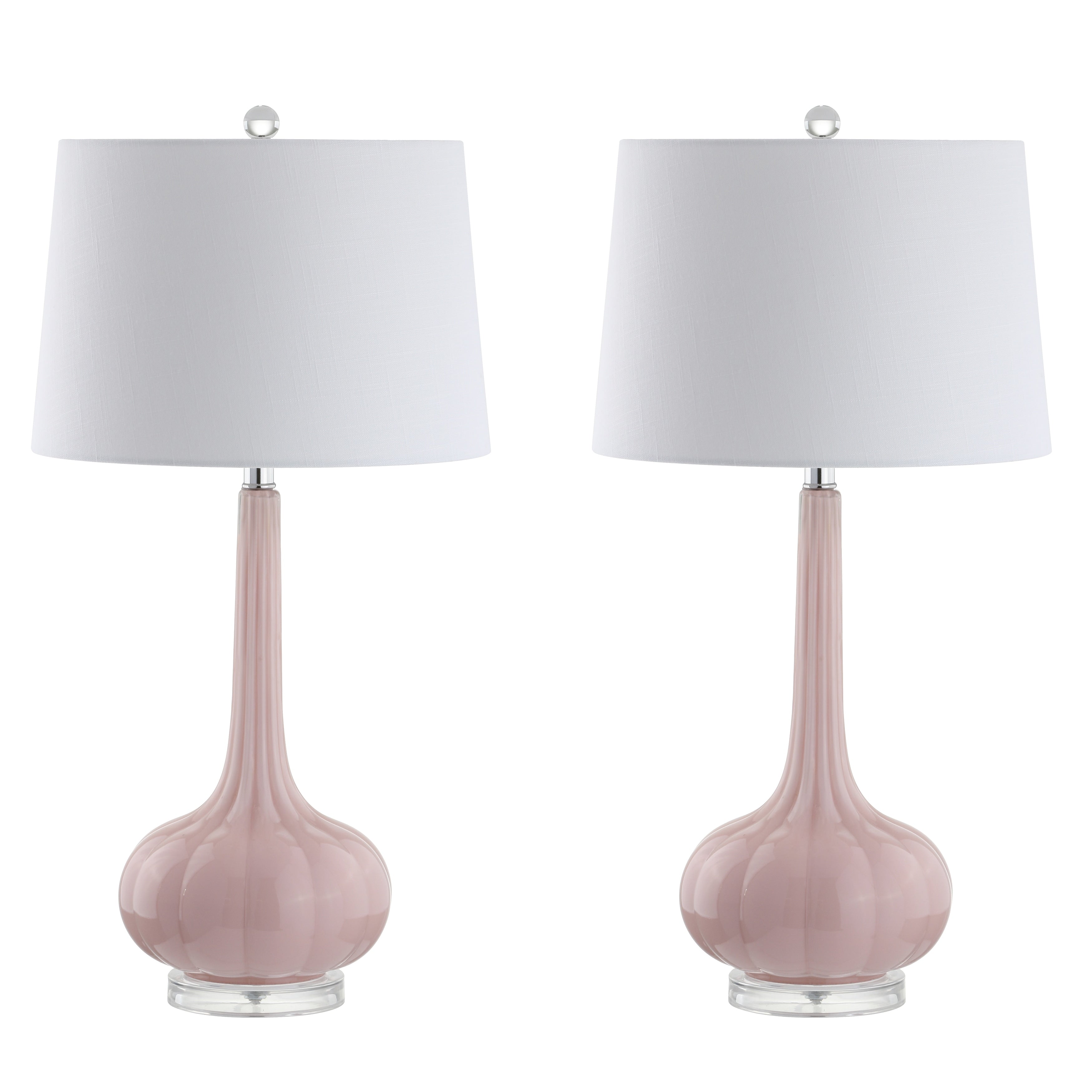 Diamante 28.5 Glass Teardrop LED Table Lamp, Pink (Set of 2) by JONATHAN Y