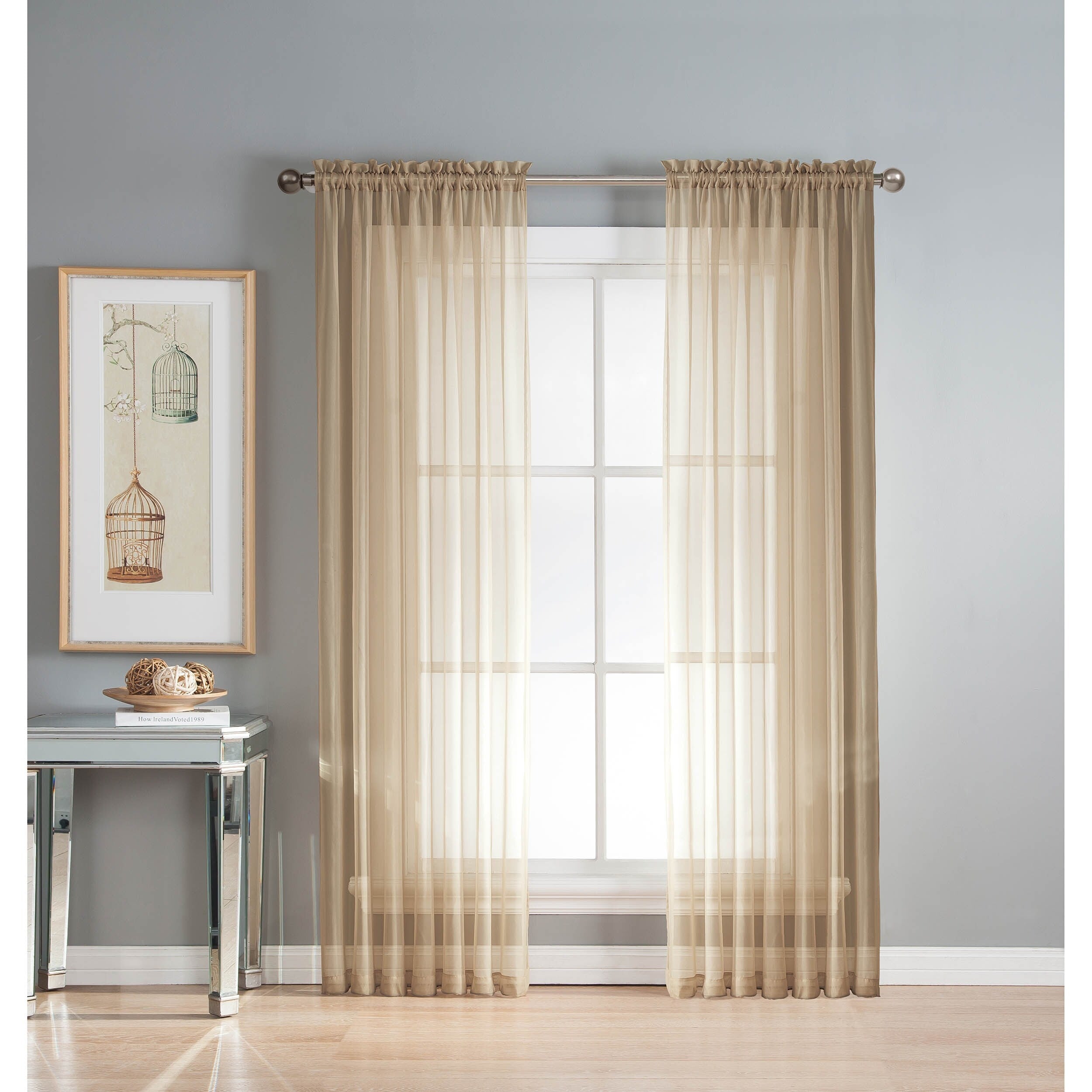 Window Elements Diamond Sheer Voile Extra Wide, 56 Inch Wide. Rod Pocket Curtain Panel