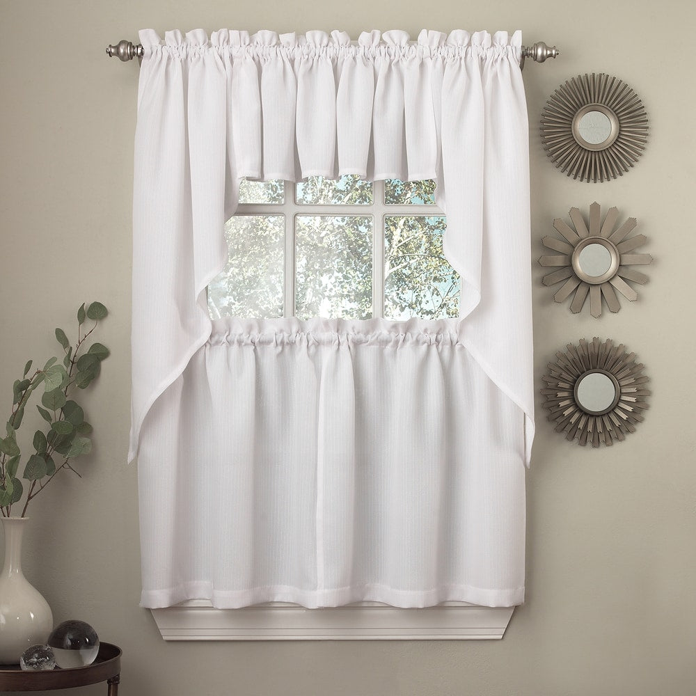 Opaque Ribcord Kitchen Curtain Pieces - Tiers/ Valances/ Swags