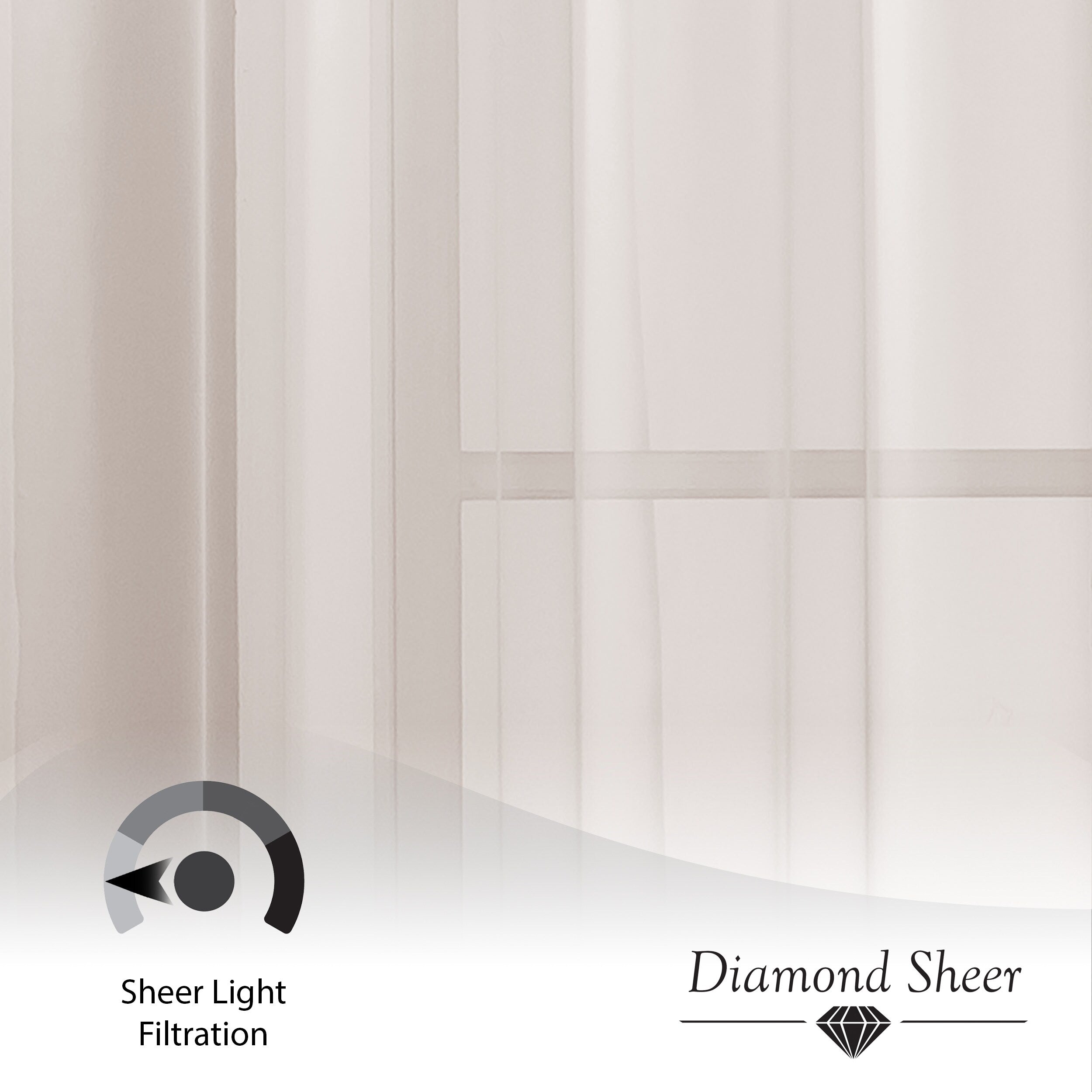 Window Elements Diamond Sheer Voile Extra Wide, 56 Inch Wide. Rod Pocket Curtain Panel