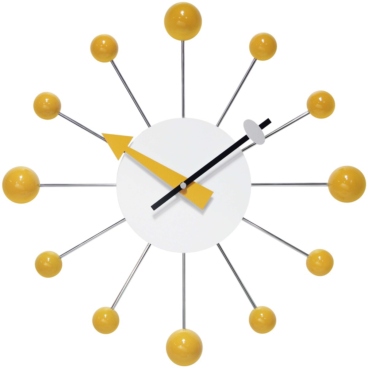 Orb Spoke 15 inch Mid-Century Modern Ball Wall Clock - 15 Inch