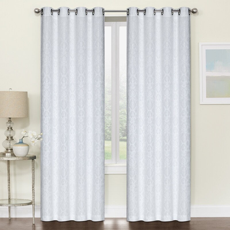 Kate Aurora Regency Collection Raised Jacquard Damask Grommet Top Curtains - 52 in. W x 84 in. - 52 in. W x 84 in.