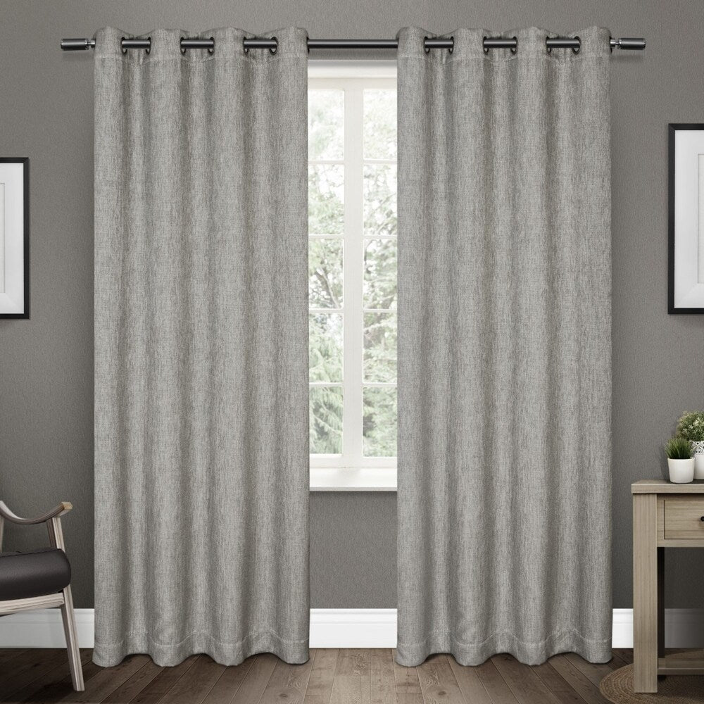 Strick & Bolton Laurette Linen Woven Blackout Grommet Top Curtain Panel Pair