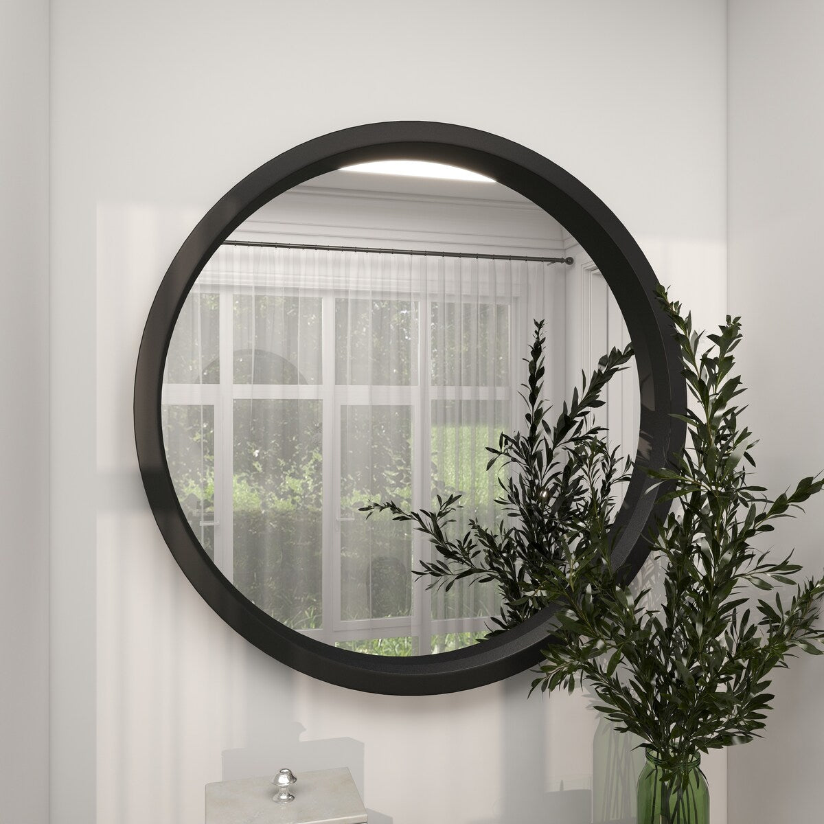 Wooden Room Wall Mirror - Black - Roche River Decor