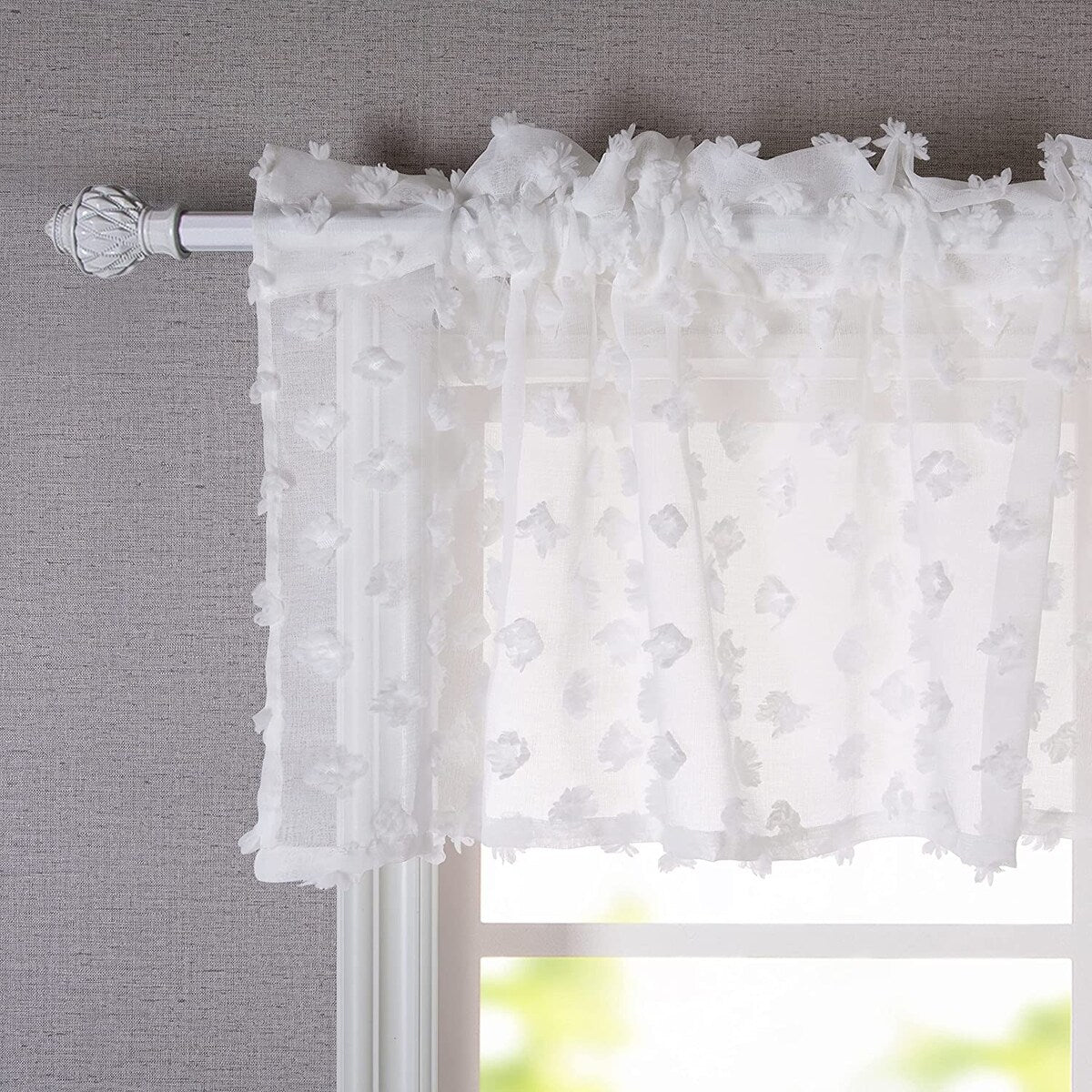 DriftAway Olivia White Voile Chiffon Sheer Window Curtain Valance