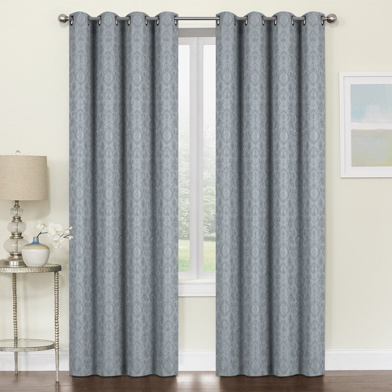 Kate Aurora Regency Collection Raised Jacquard Damask Grommet Top Curtains - 52 in. W x 84 in. - 52 in. W x 84 in.