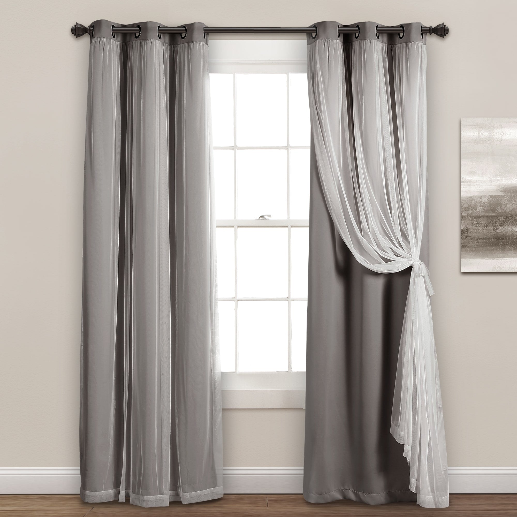 Lush Decor Grommet Sheer Panel Pair with Insulated Blackout Lining