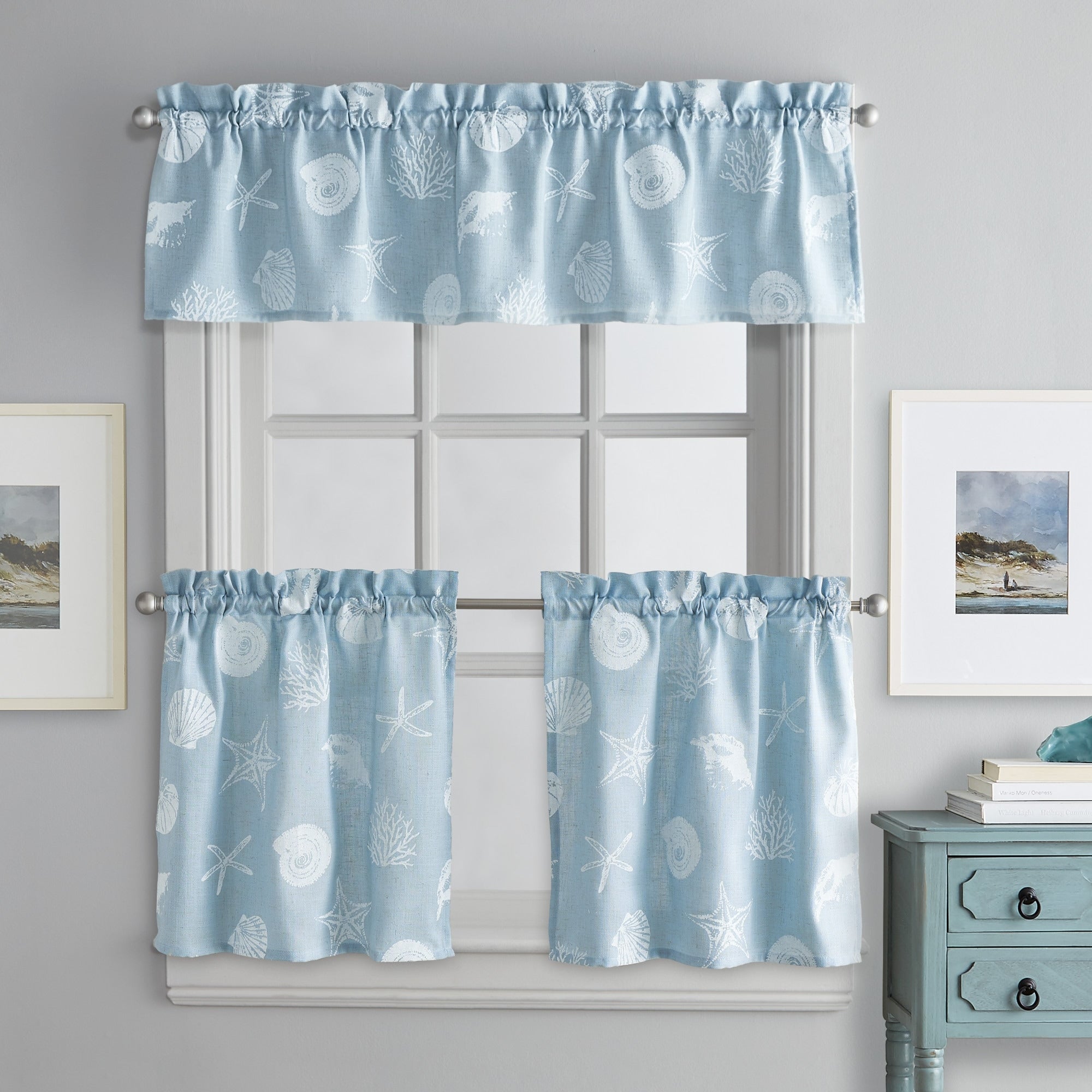 Coastal Seashells Valance, Swag and Tier Pair Curtain Collection