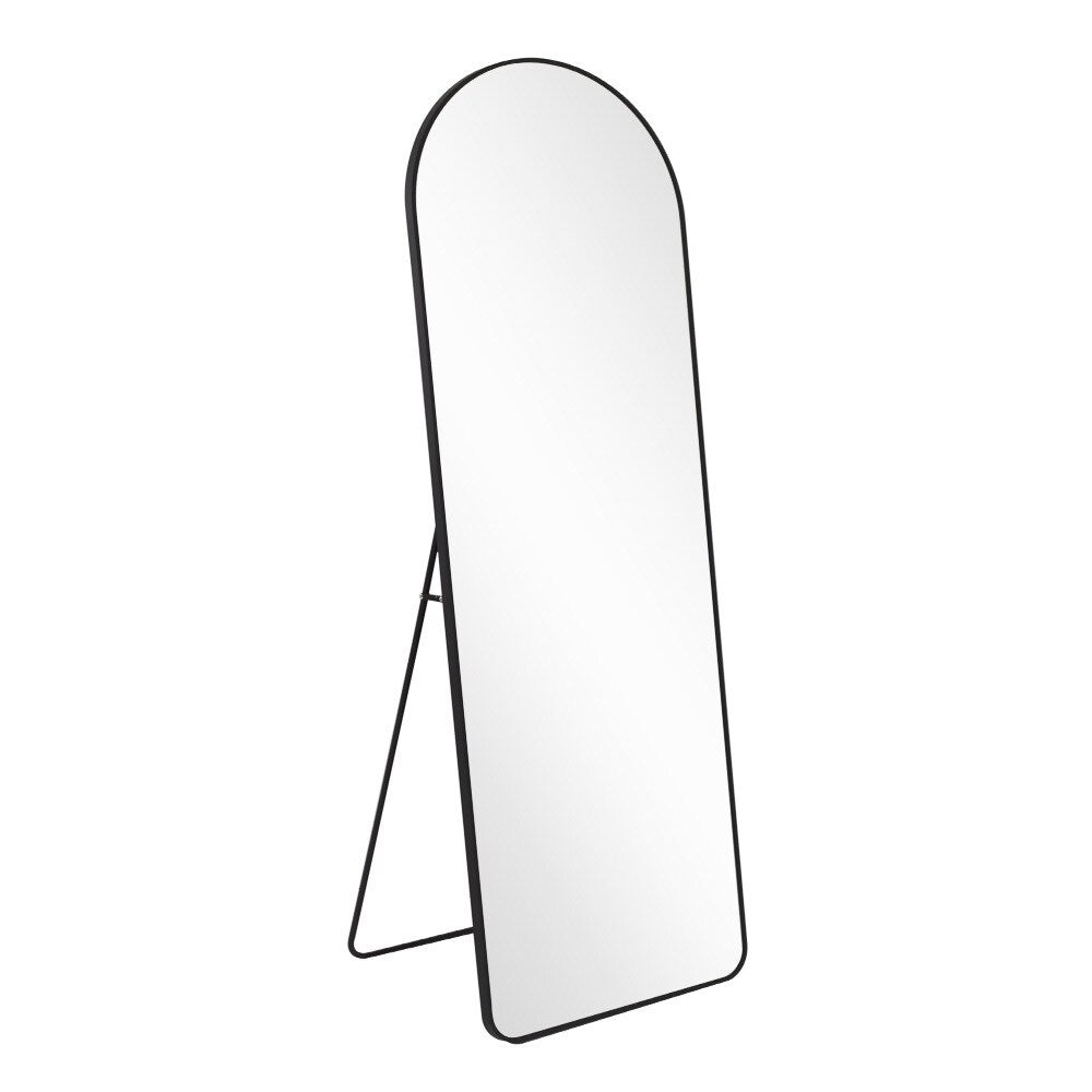 Full Length Mirror Arched Floor Mirror with Rounded Corners, Black