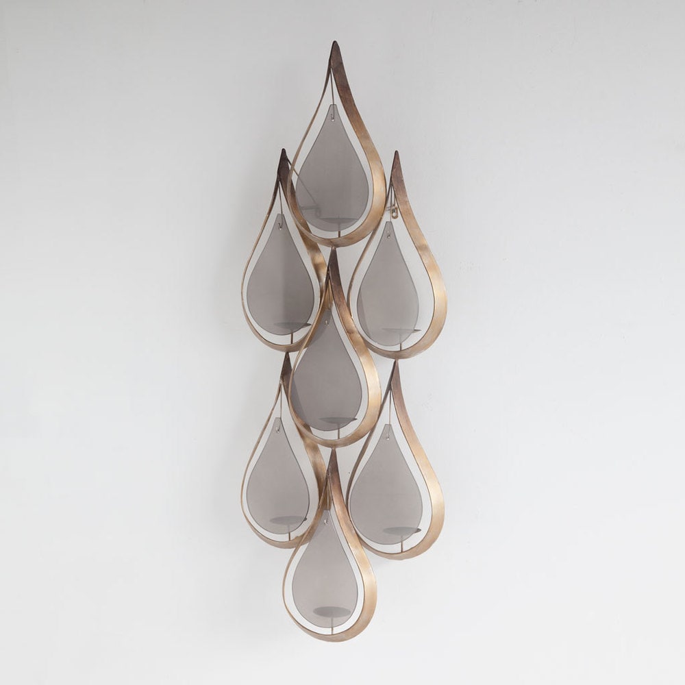 Edidon Gold Metal Tear Drop Candle Display - 20.1W x 6D x 52H