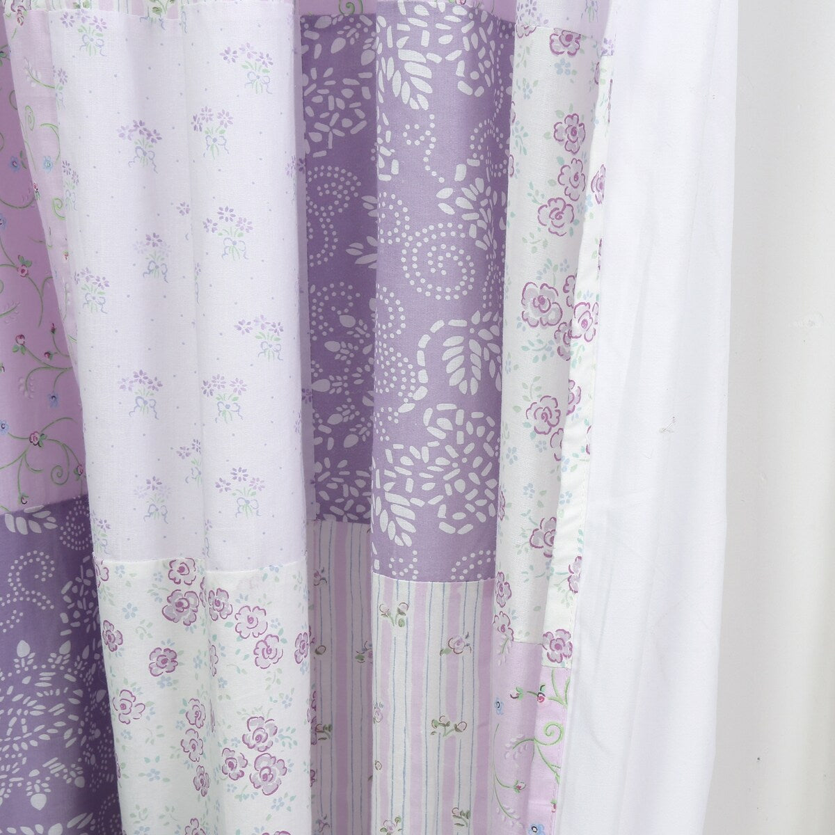 Lilac Lavender Floral Patchwork Window Curtain Panel/Drapes with Tie Backs