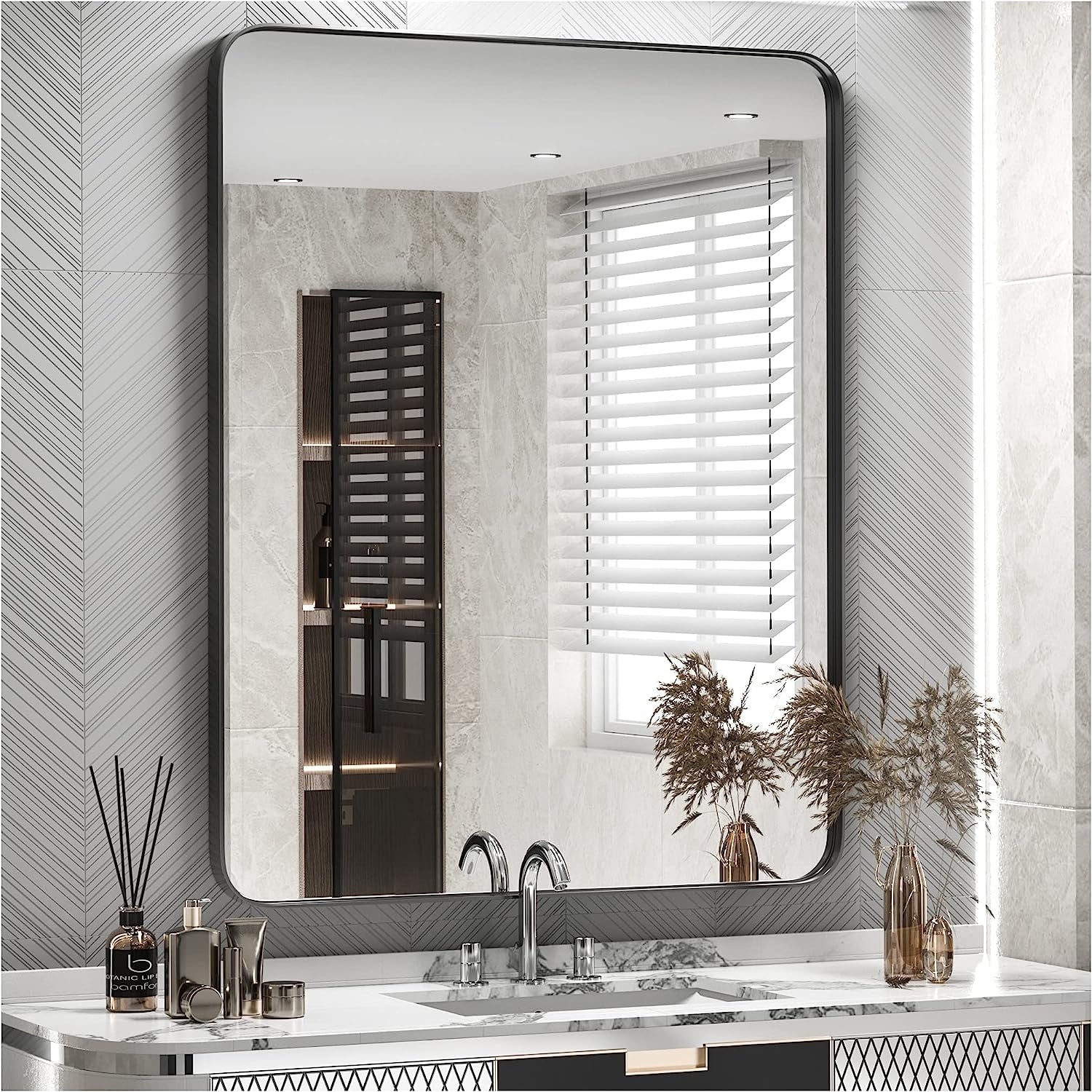 TokeShimi Modern Metal Frame Bathroom Vanity Wall Mirror