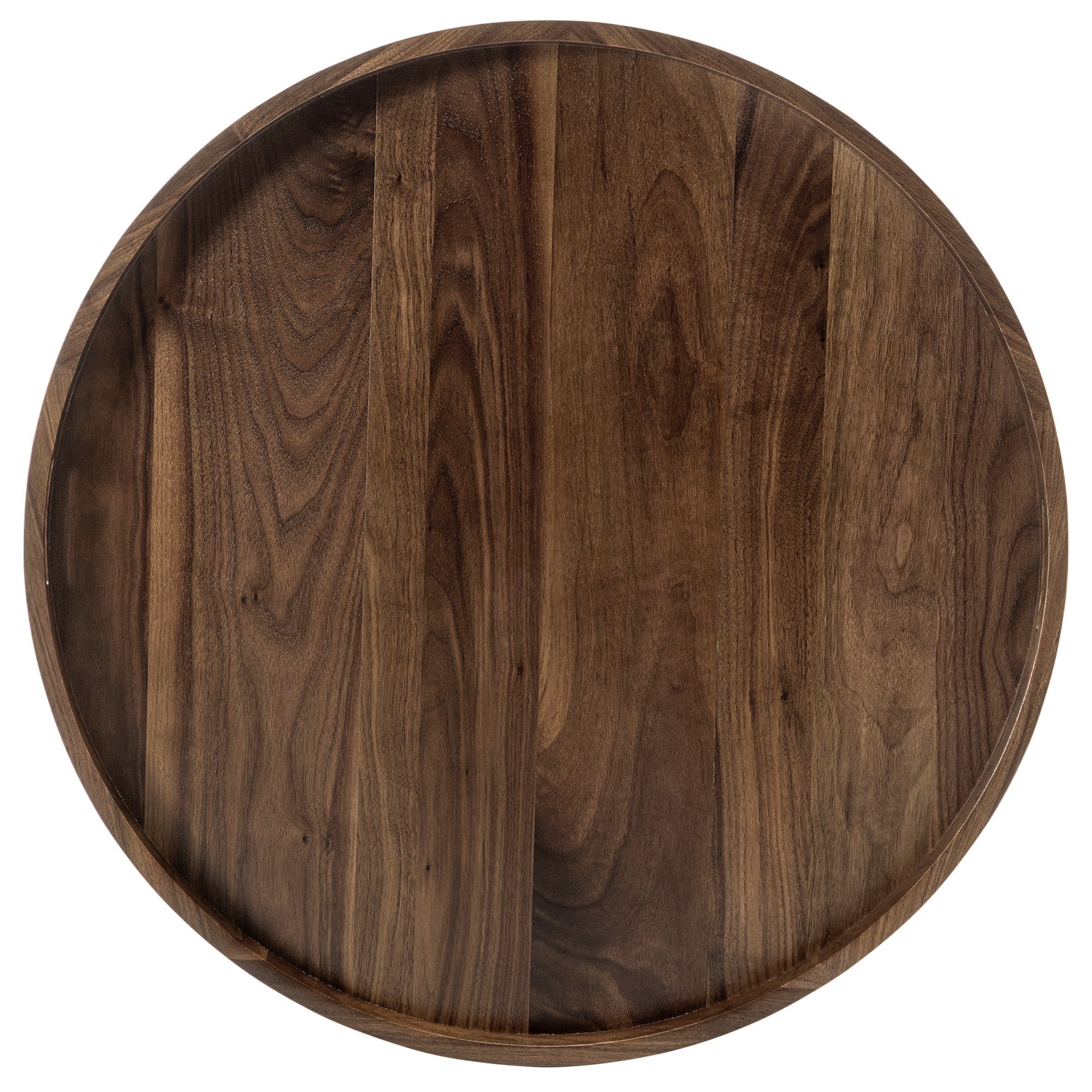 Round Black Walnut Wood Serving Tray Ottoman Tray with Handles