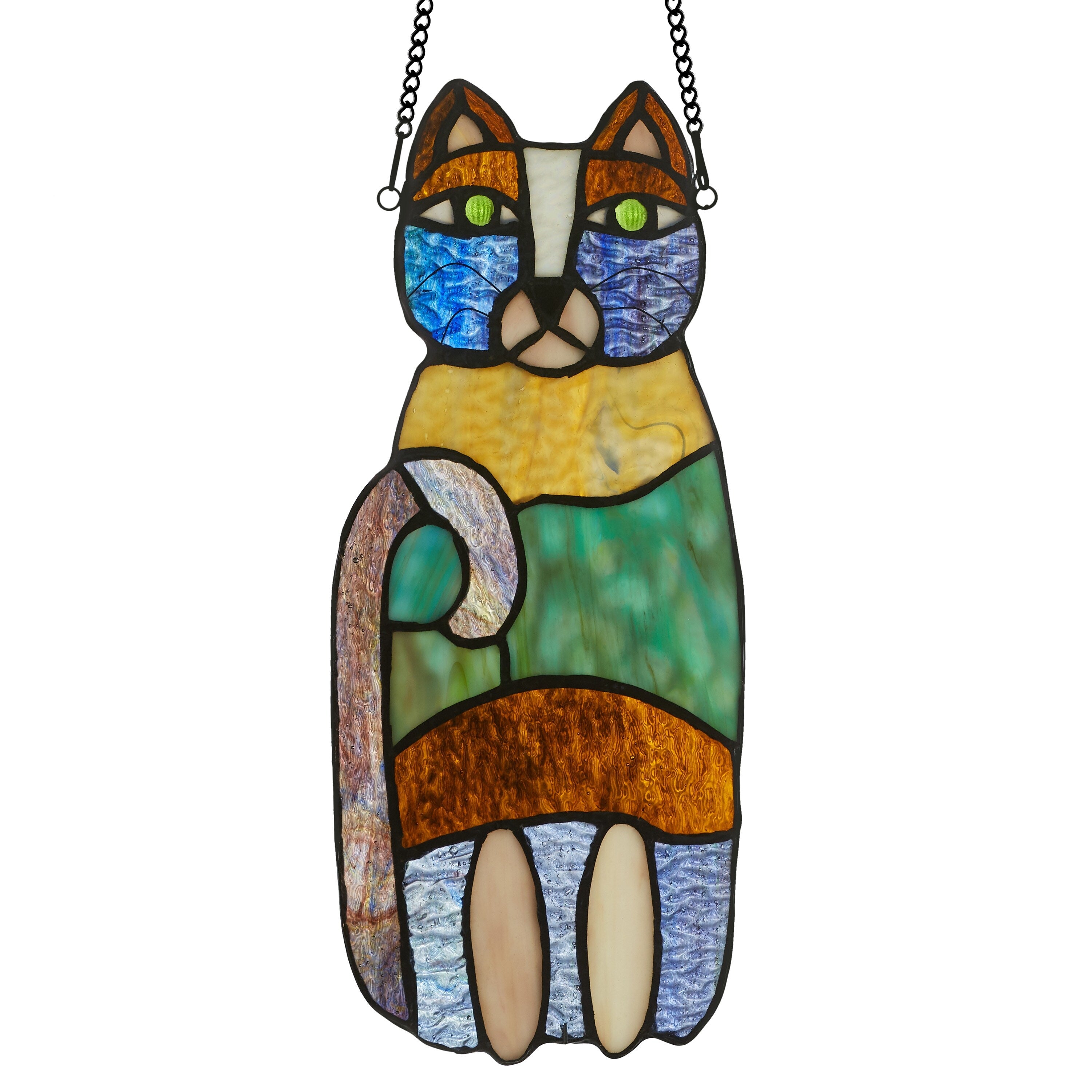 River of Goods 13-in. Crazy Cat Stained Glass Window Panel