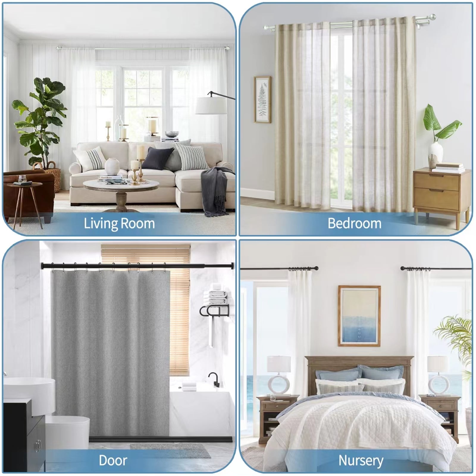 Round Ball Designer Double Drapery Adjustable Curtain Rod & Hardware