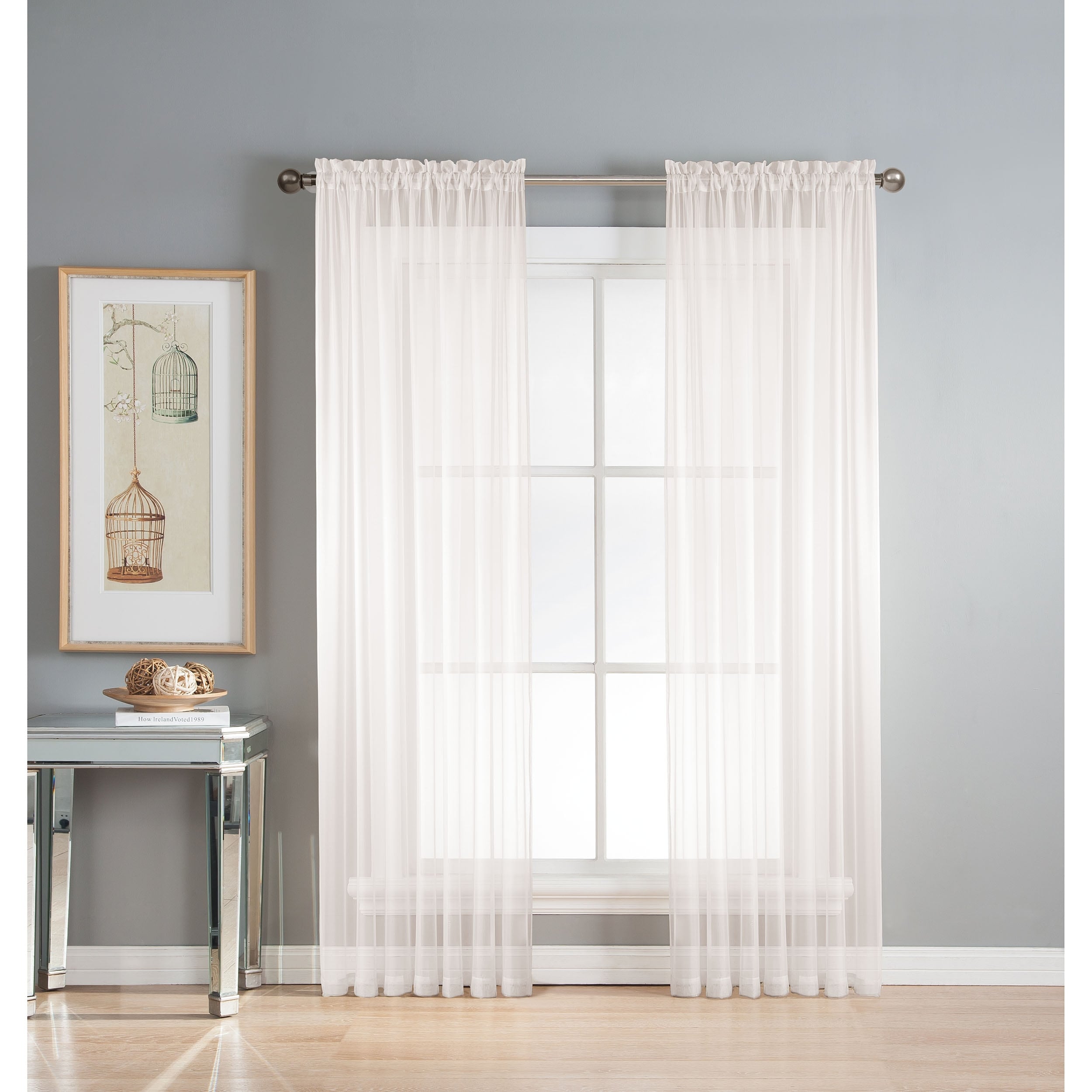 Window Elements Diamond Sheer Voile Extra Wide, 56 Inch Wide. Rod Pocket Curtain Panel