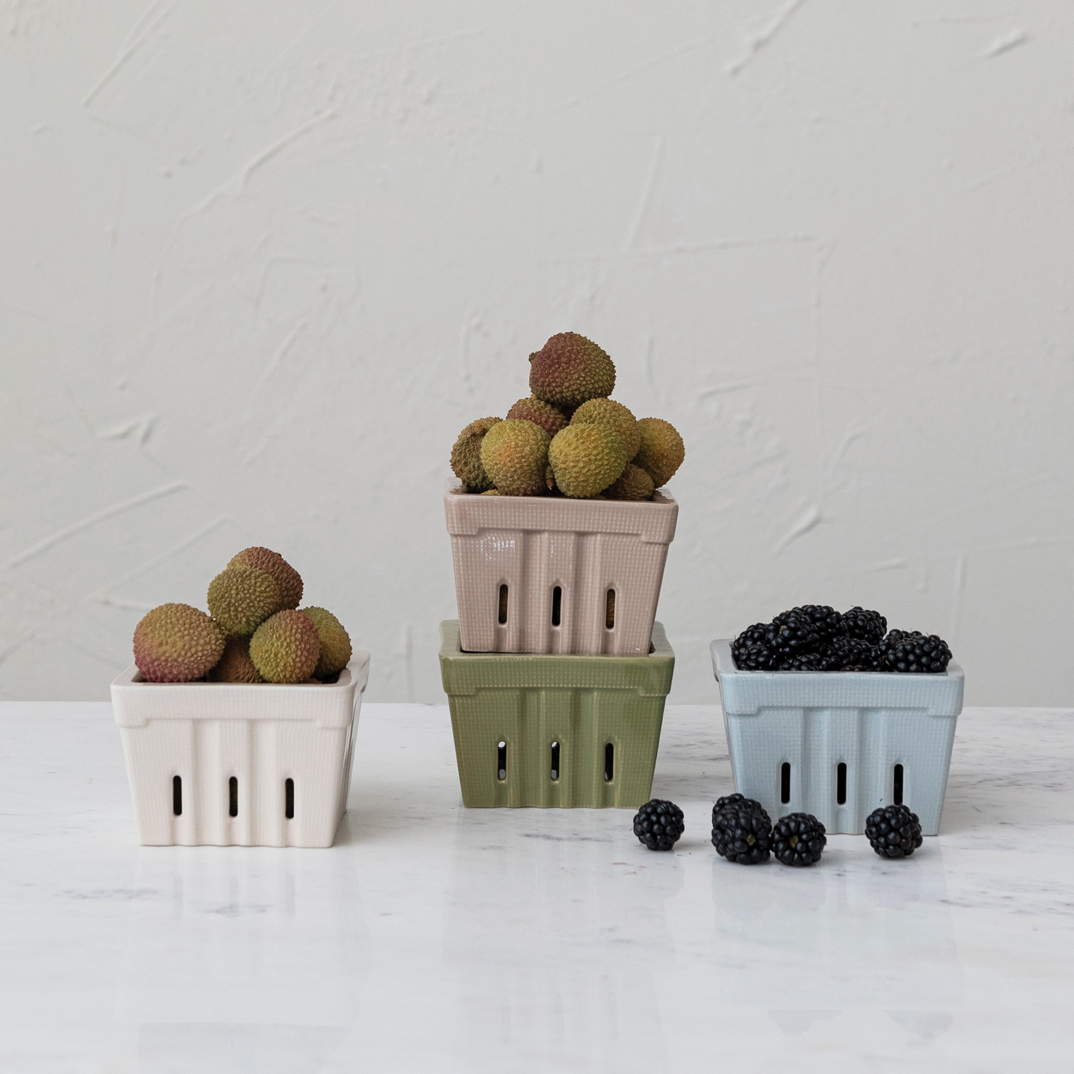 Stoneware Berry Baskets - 4.4L x 4.4W x 2.6H