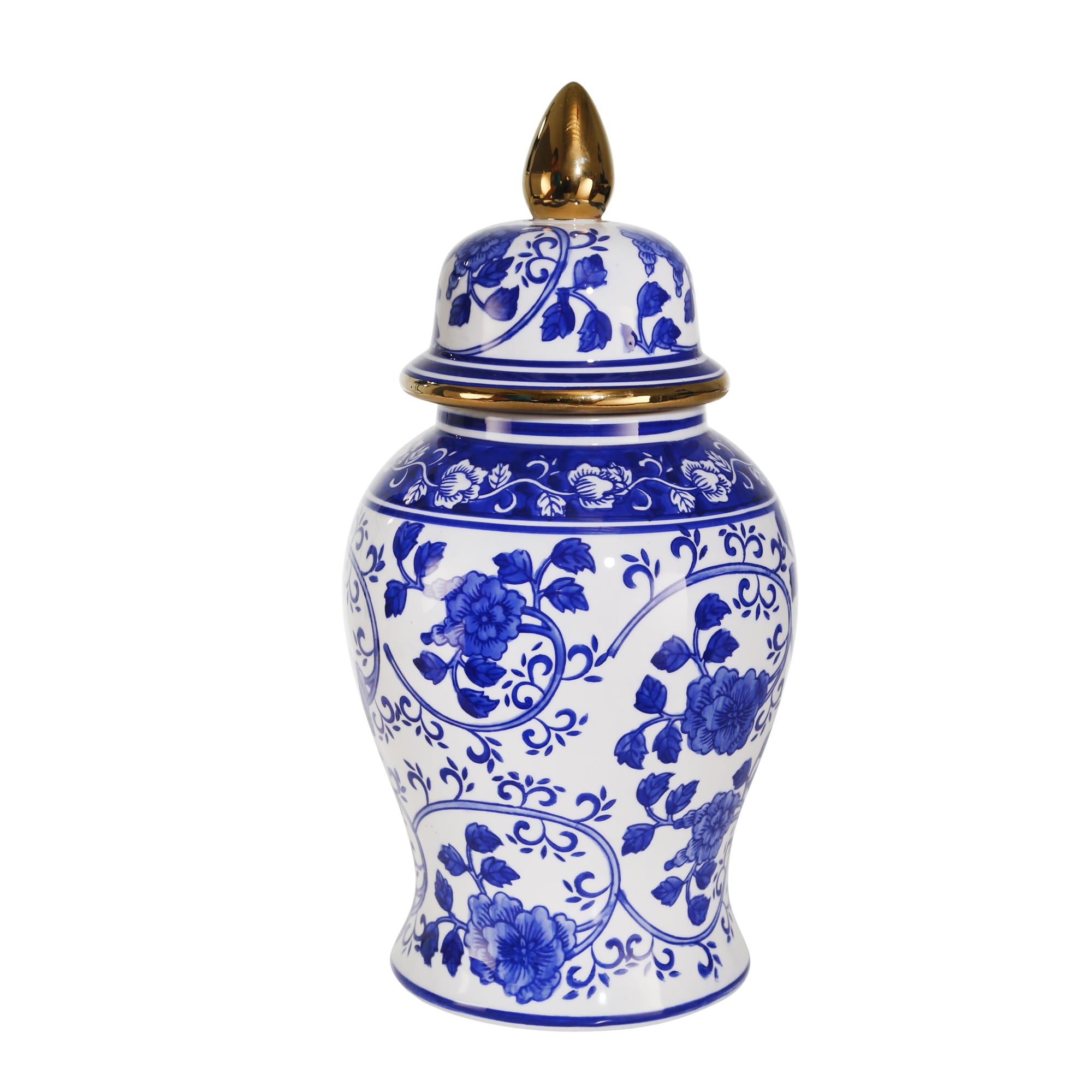 Sagebrook Home Patterned Eclectic Temple Jar with Lid