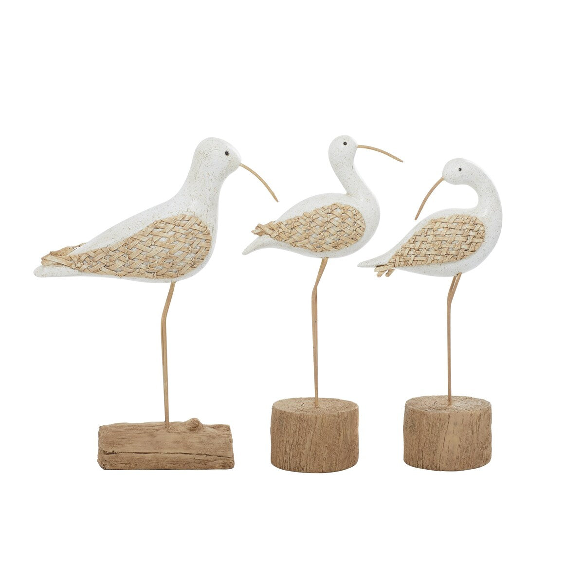 Polystone Bird Decorative Sculpture - Set of 3 White - Roche River Decor