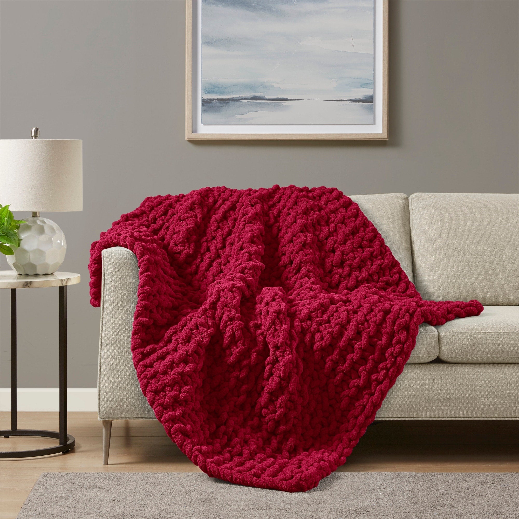 Madison Park Chenille Chunky Knit Throw 50x60